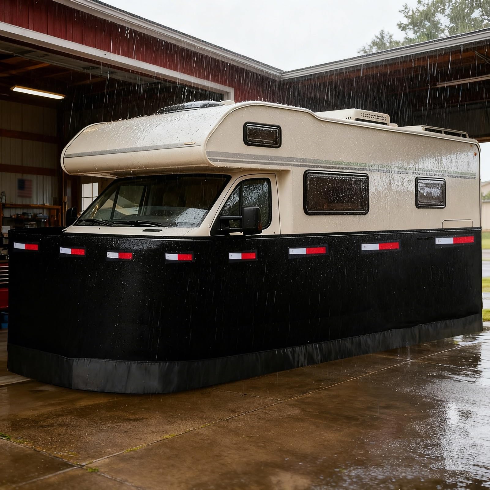 Faldones para Autocaravanas Faldón Impermeable para Jardín, Protección contra Todo Tipo de Clima, Faldón para Caravana para El Invierno, Protector de Nieve para Remolque de Viaje(88ft/26.8m)