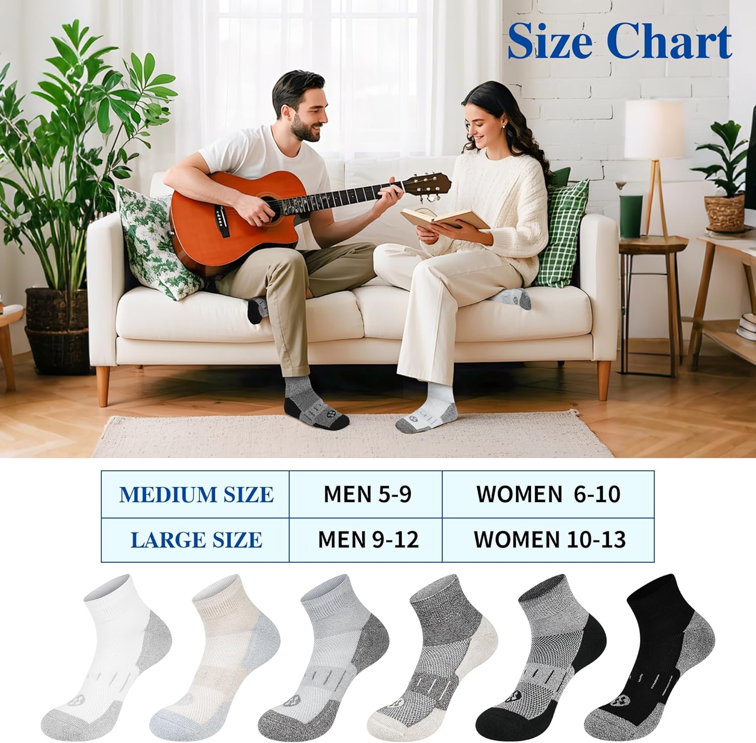 Diabetic Socks for Men,6 Pairs Ankle Mens Diabetic Socks,Diabetic Neuropathy Socks for Men Size 9-11/10-13/13-15. - Image 2