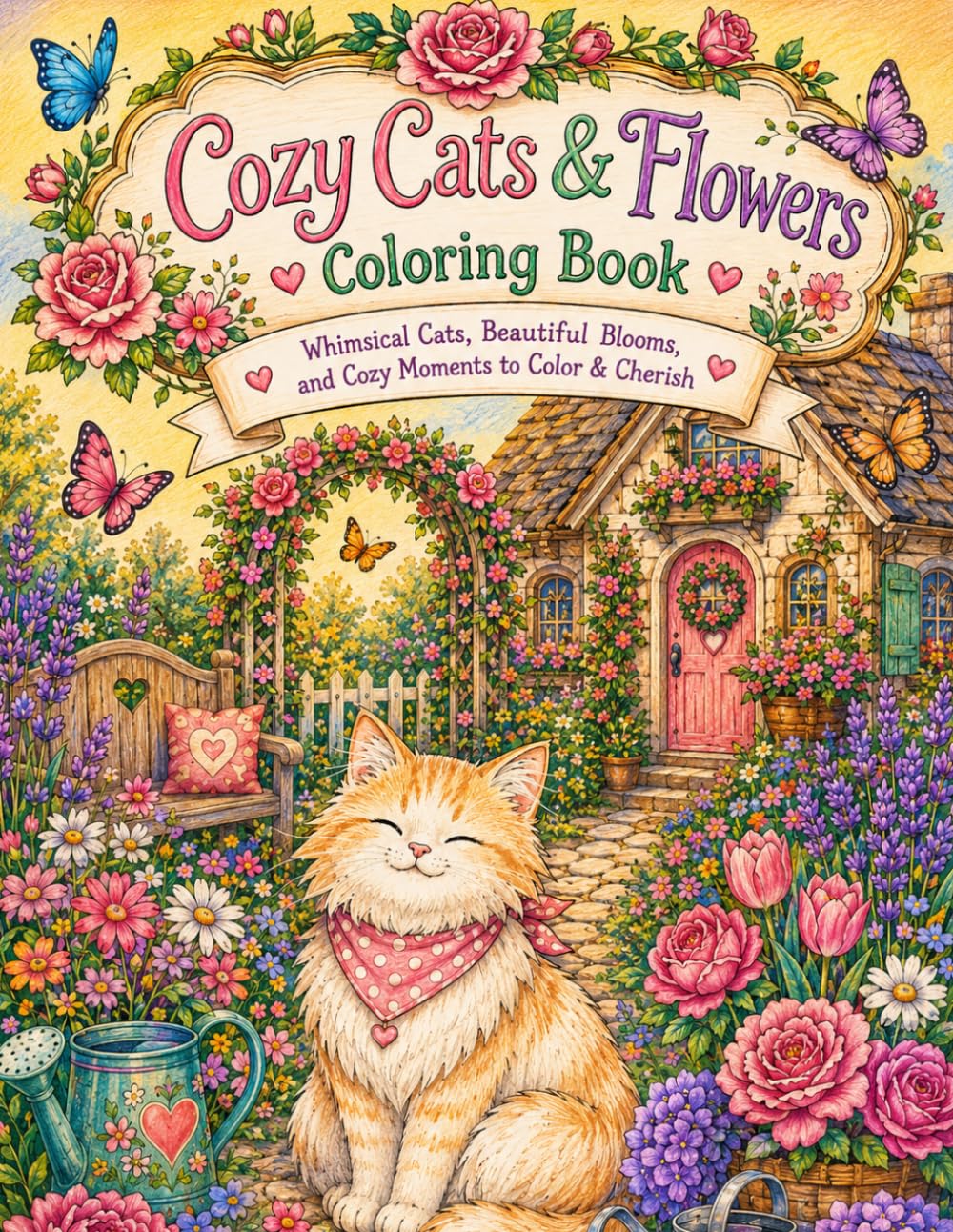 Cozy Cats & Flowers Coloring Book: Adorable Cats and Beautiful Floral Scenes to Color