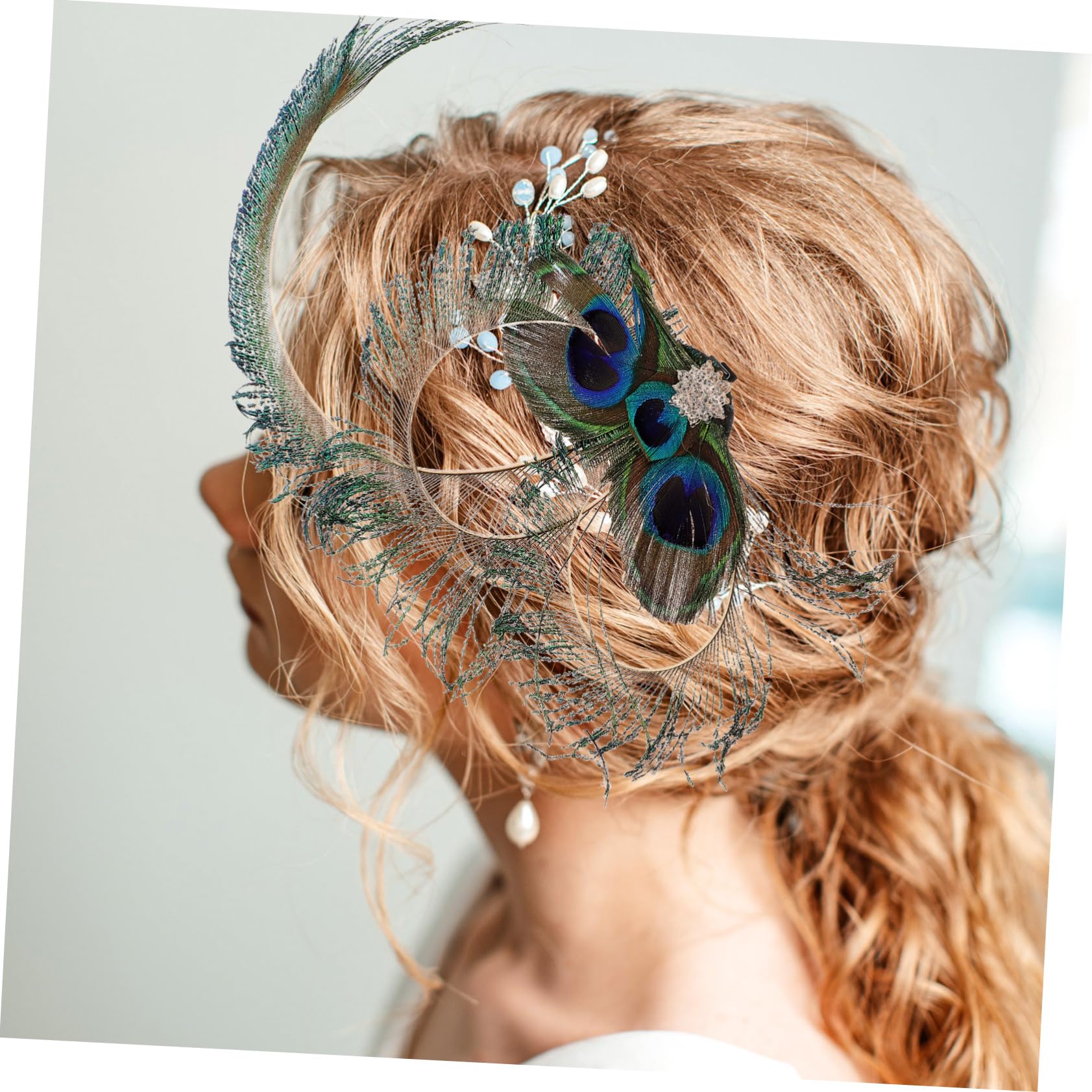 CALLARON pasador de pelo de de pavo pelo decorativo pinza de pelo para mujer Boda fuente Central de pelo de pavo fascinador para el cabello con pedrería