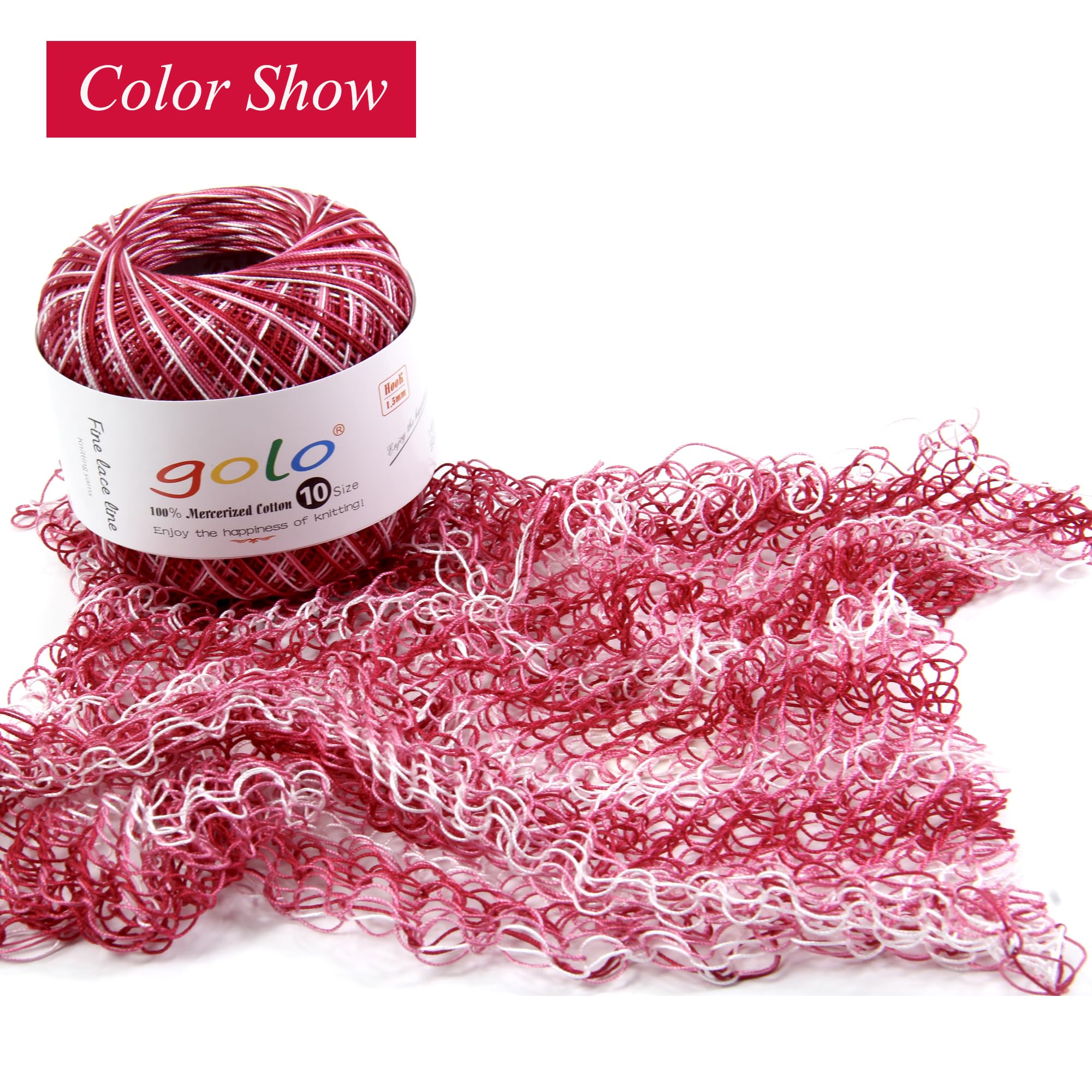 golo Crochet Thread Size10 Yarn for Hand Knitting Lace Thread Milkshake red-D145