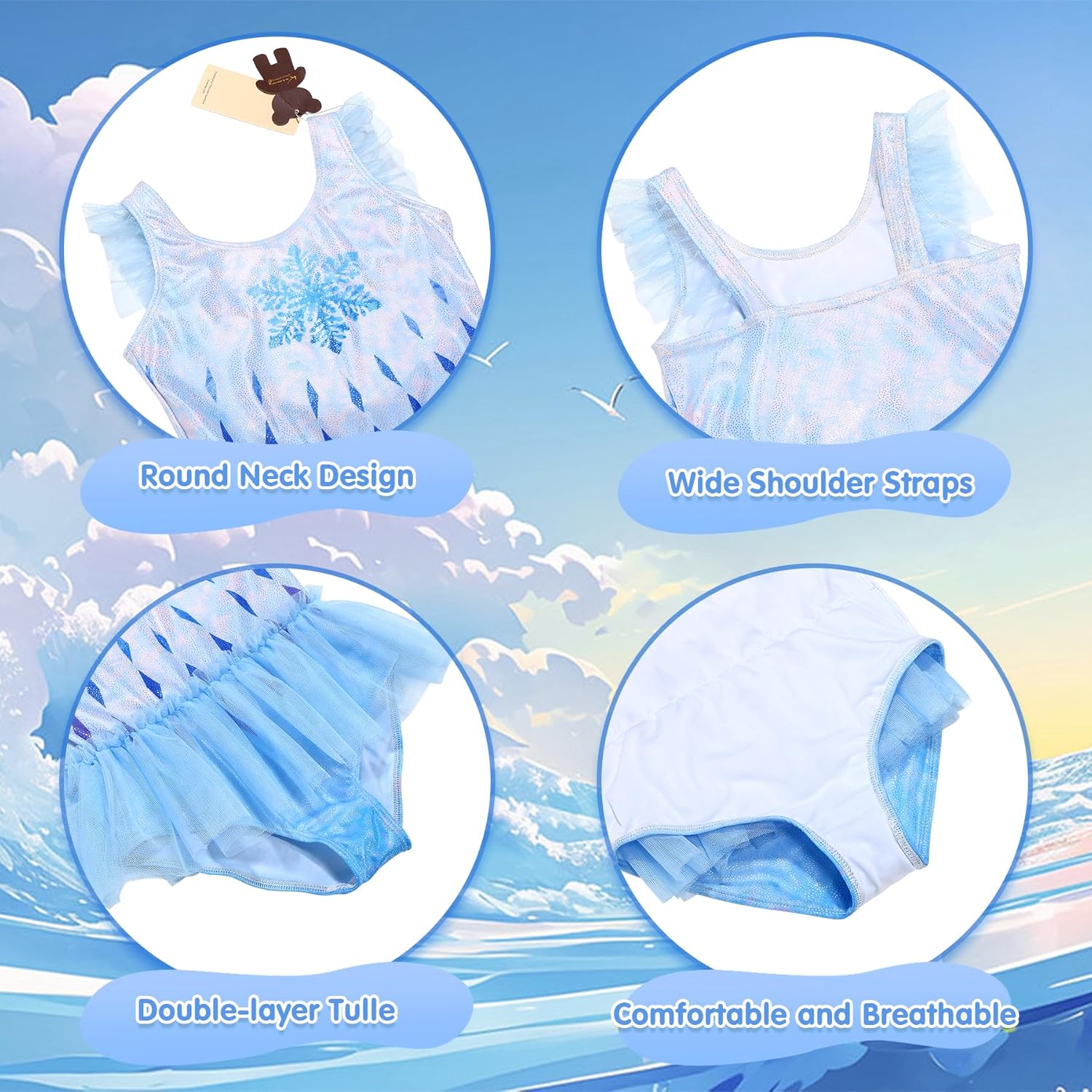 Girls One Piece Swimsuit Colorful Mermaid Bathing Suits Cute Kids Princess Beach Swimwear 2-10 Years - Image 4