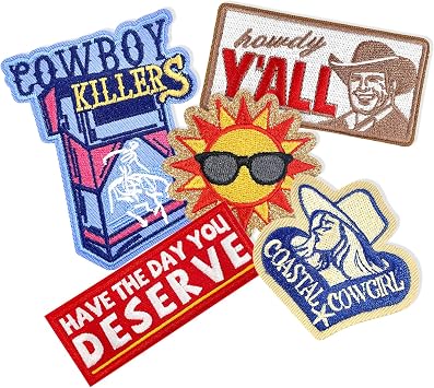 CY 5Pcs Embroidered Applique Cute Iron On Patches Cowboy Cowgirl Sunshine Patches DIY Accessories Decoration for Clothing Hats Jackets Backpack