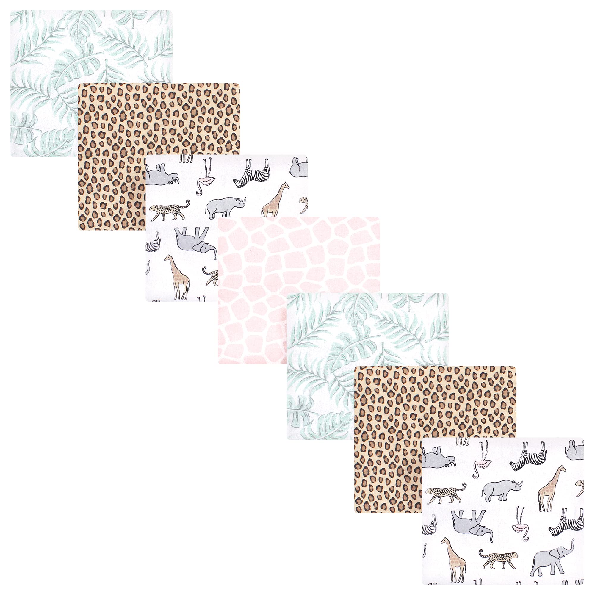 Hudson Baby Unisex Baby Cotton Flannel Receiving Blankets Bundle, Modern Pink Safari, One Size
