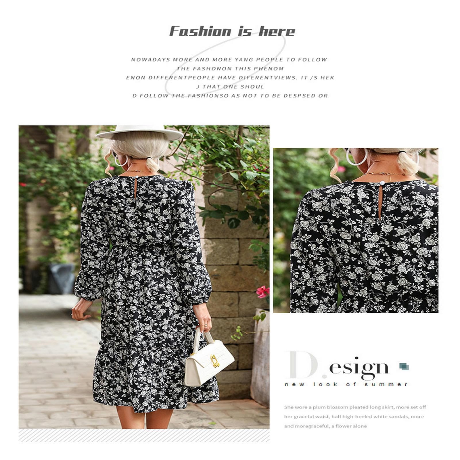 Vestidos para mujer, vestidos casuales de verano, manga larga, estampado floral, fiesta, playa, midi, YYEFNMAZ