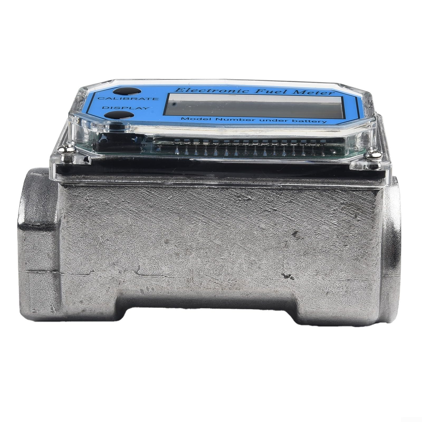 Caudalímetro digital de fluido – 10 – 500 l/min, LCD con ajuste cero, acero inoxidable/aluminio, NPT 1/2" y 2" – para diésel, agua y aceite (2 pulgadas)