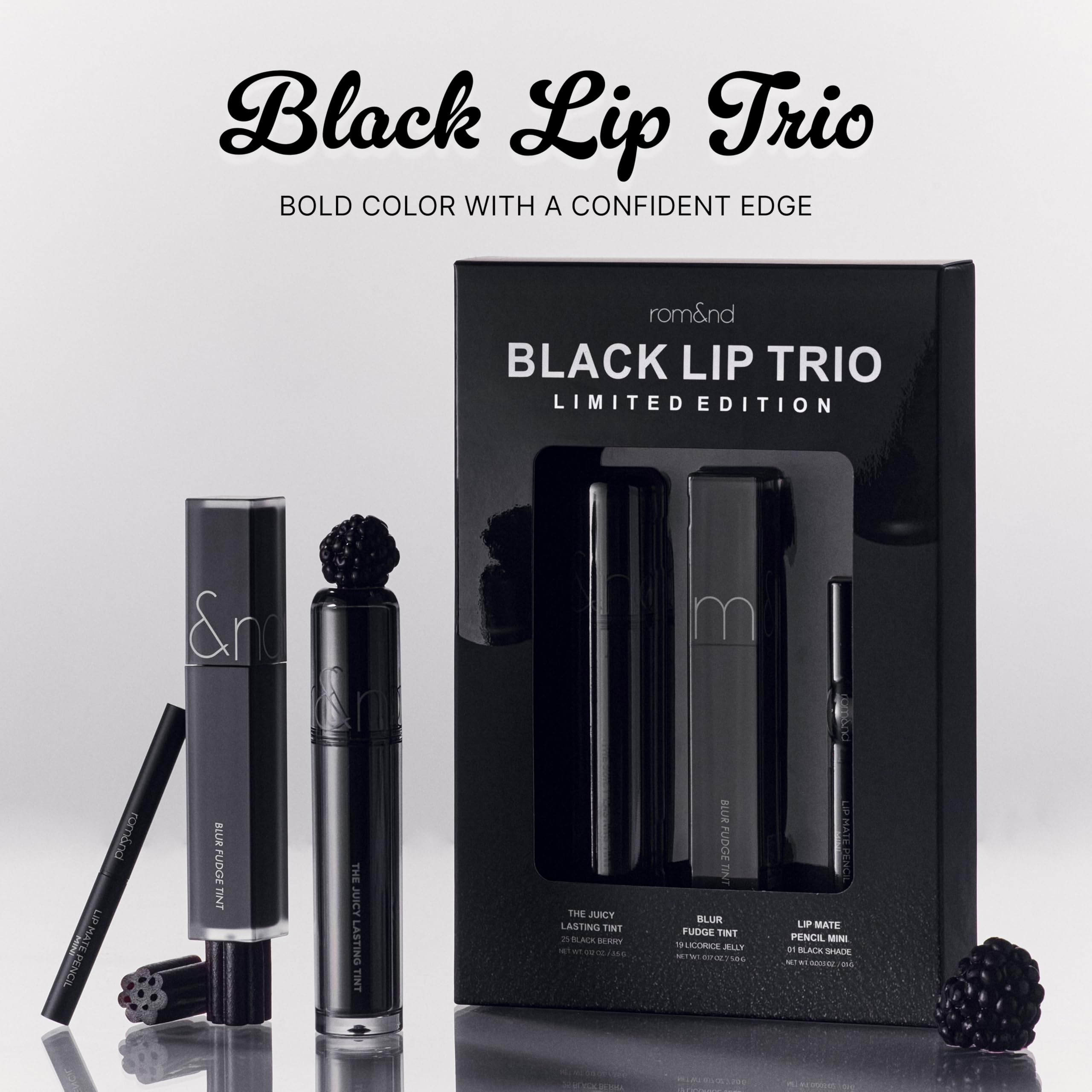 rom&nd Black Lip Trio Limited Edition K-Beauty Makeup Set