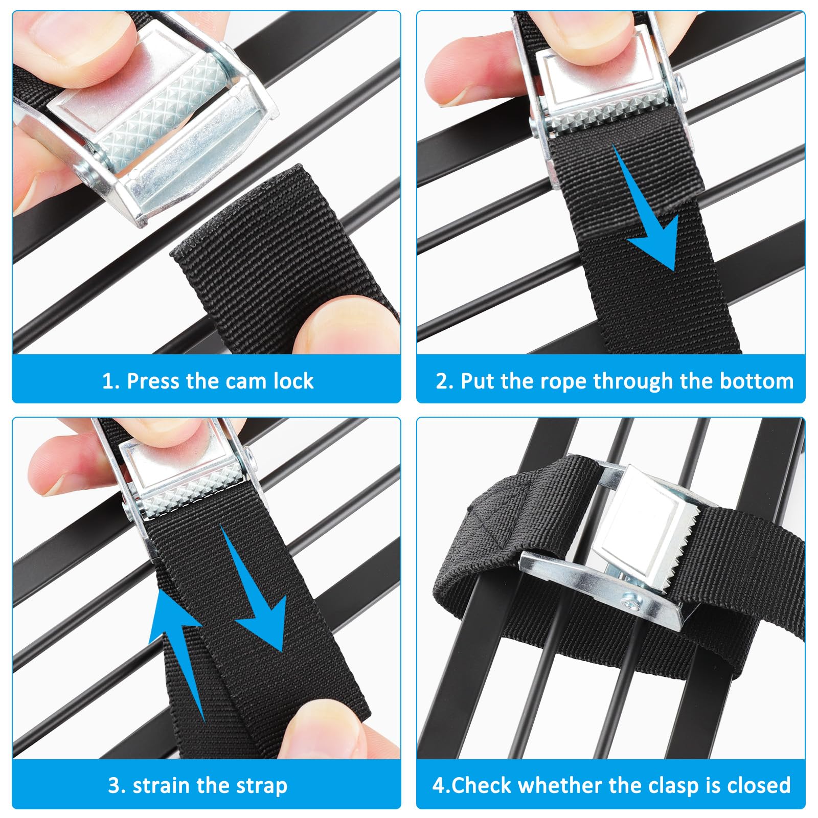 Cinghia A Cricchetto 10 Metri 10 Cinghie Di Tensione, 10 M, 5t (2500/5000 DaN Kg), Due Pezzi, 50 Mm Fasce A Cricchetto - Foto 3