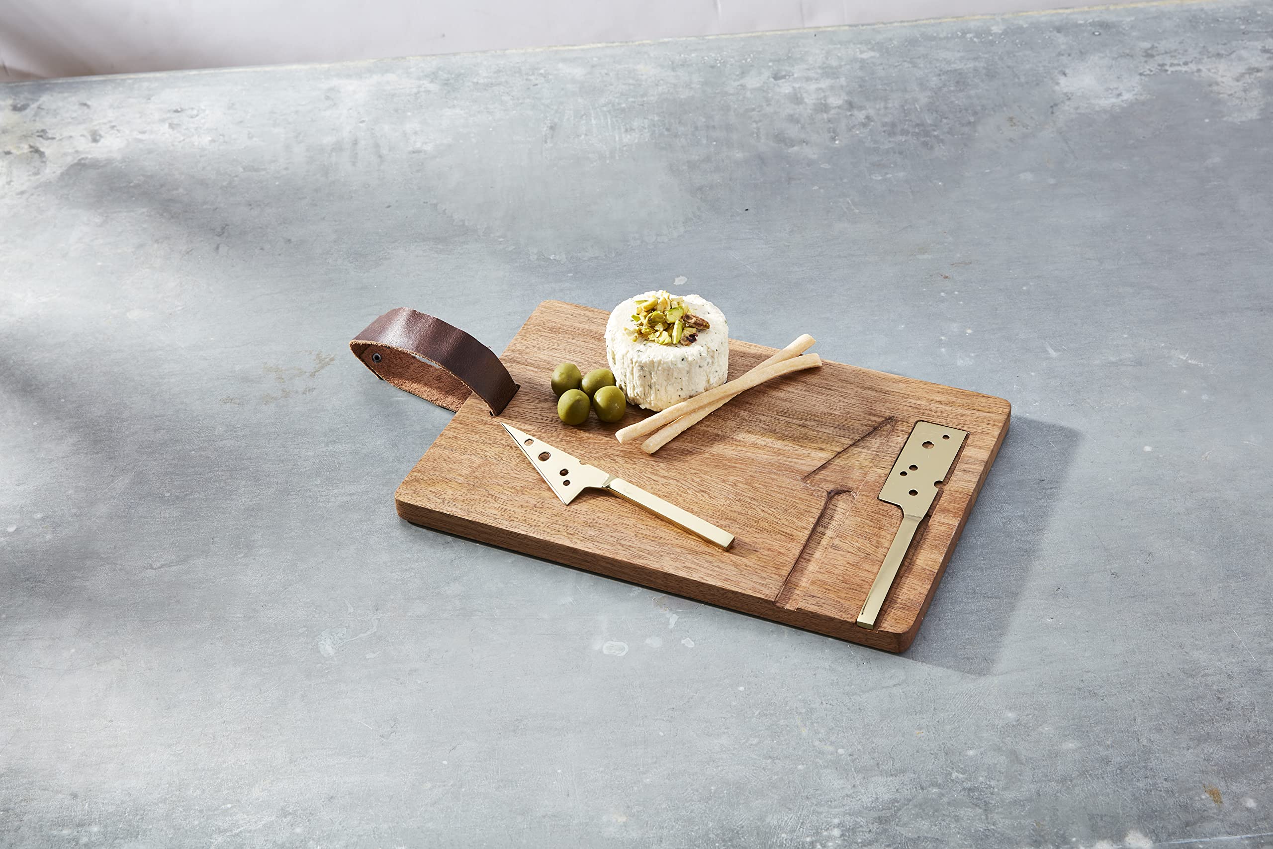 Amazon | Mud Pie チーズボードセット 15インチ x 9インチ ブラウン