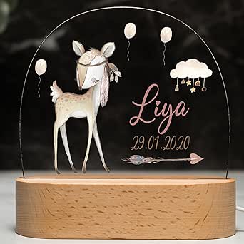 Kidsmood Nachtlicht Baby & Kinder - Personalisierte Weihnachtslampe Mit Namen | Dimmbar Mit 3 Lichtfarben