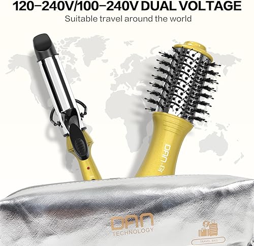 Miniatura 3 de Cepillo secador de pelo de viaje y peine caliente cepillo de aire caliente con 3 ajustes de temperatura y peine alisador para secar peinar alisar