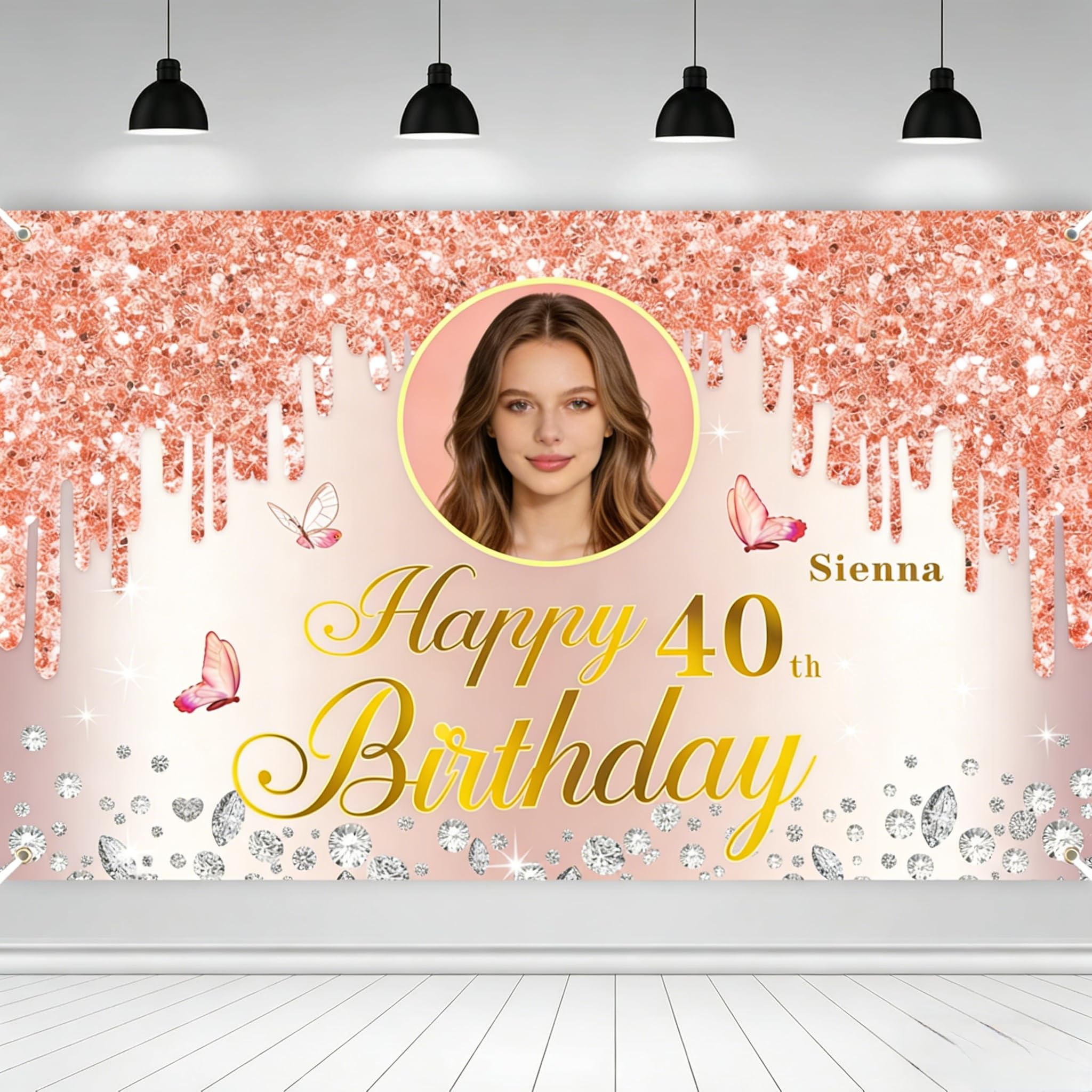 Custom Happy Birthday Banner, Personalized Birthday Banner, Happy Birthday Background Customize for Men Women Kids with Picture/Name/Age Decorations Indoor Outdoor (Style 9)