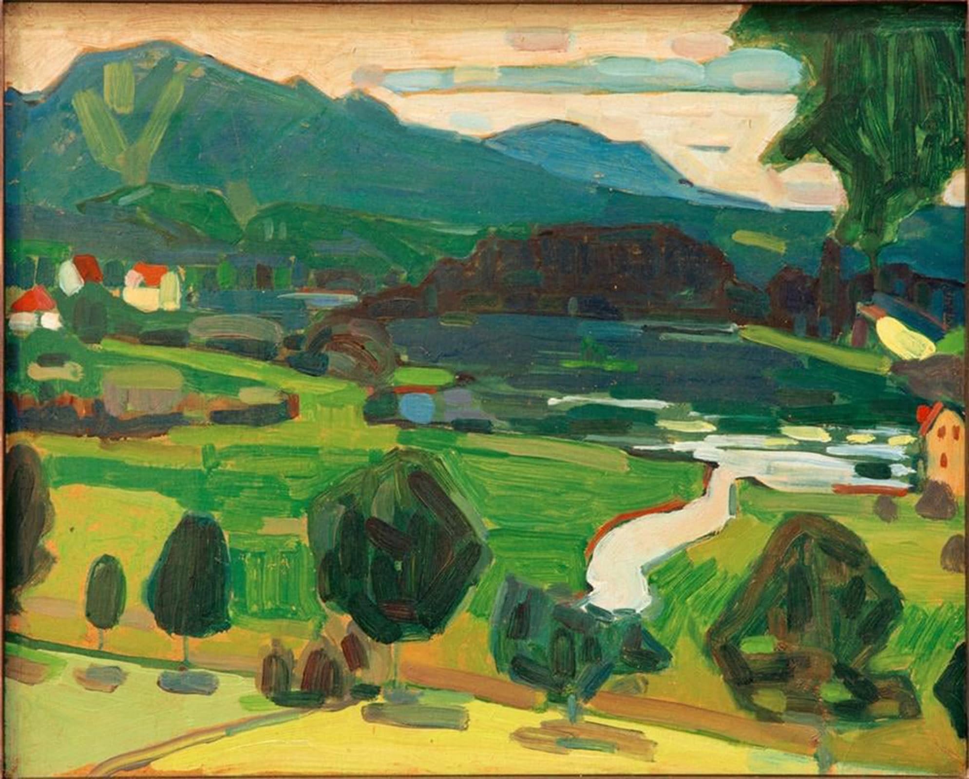 ARTXLXXBN Famous Prints Artwork Pictures Poster Painting Art Murnau view over the Staffelsee by Wassily Kandinsky Artwork Landscape Pictures for Home Decor 60x90cm