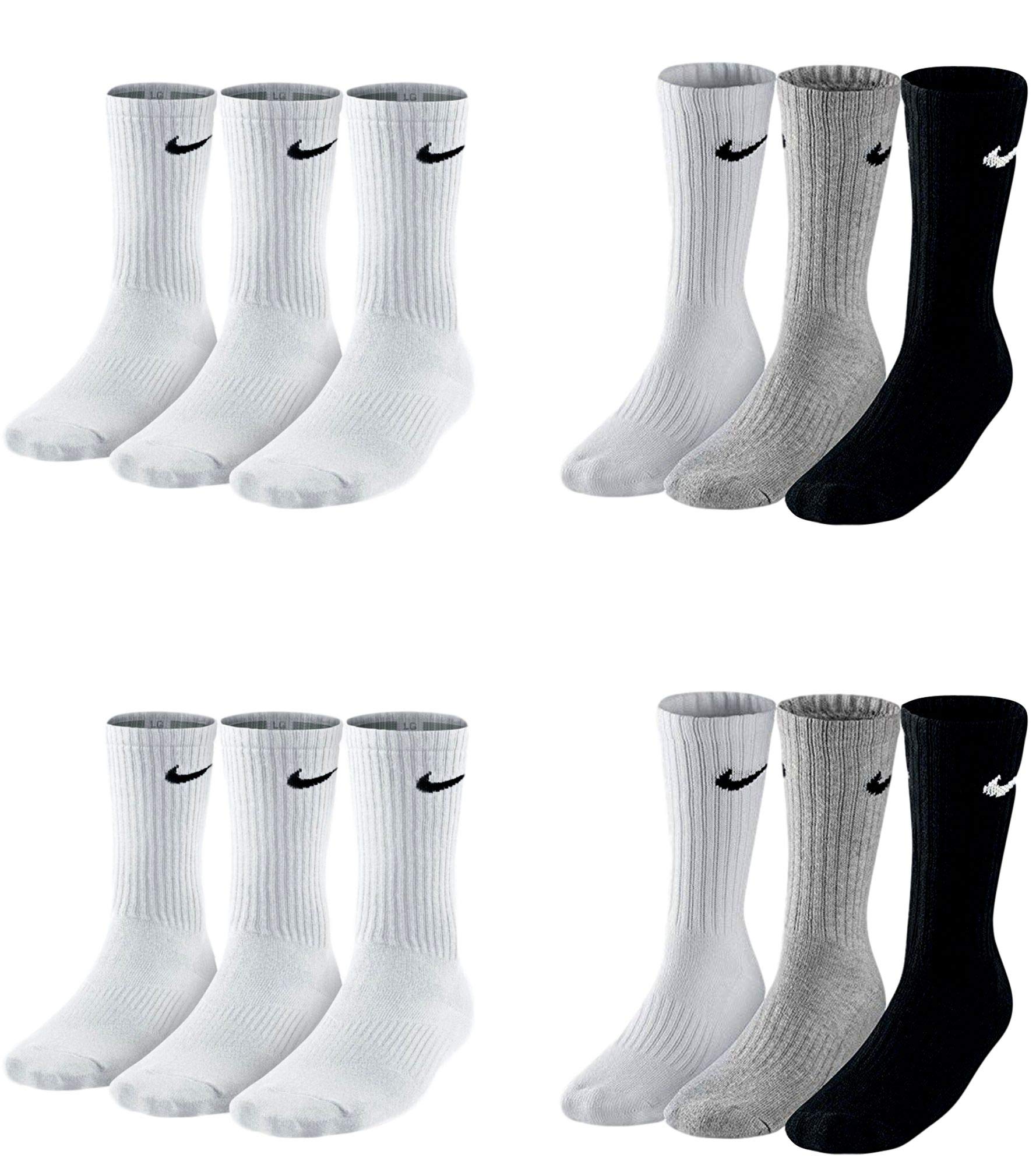 Nike 18 Paar Socken Herren Damen Sparset Tennissocken Sportsocken Laufsocken Paket Bundle SX4508 Weiß Schwarz Grau