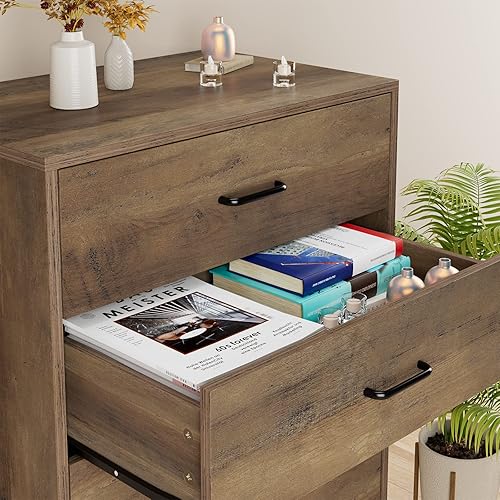 Miniatura 5 de HITHOS Cómoda moderna de mediados de siglo con 4 cajones cómoda de madera con almacenamiento cómoda de dormitorio con asas gabinete de