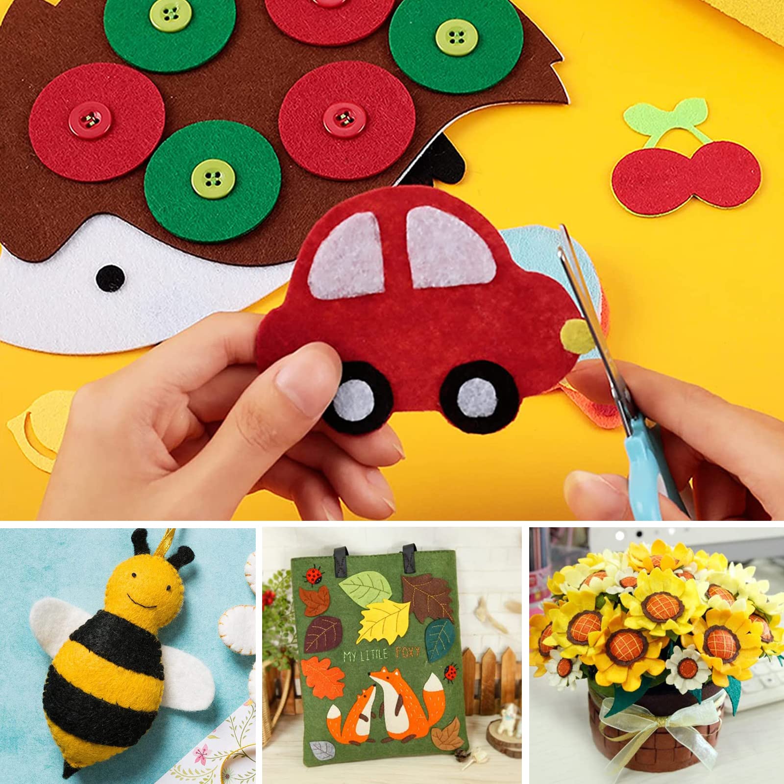 40 sztuk filcu do majsterkowania, 15 x 15 cm, materiał filcowy do samodzielnego szycia, patchworku, projektów szkolnych, dekoracji, filc o grubości 1 mm, do majsterkowania