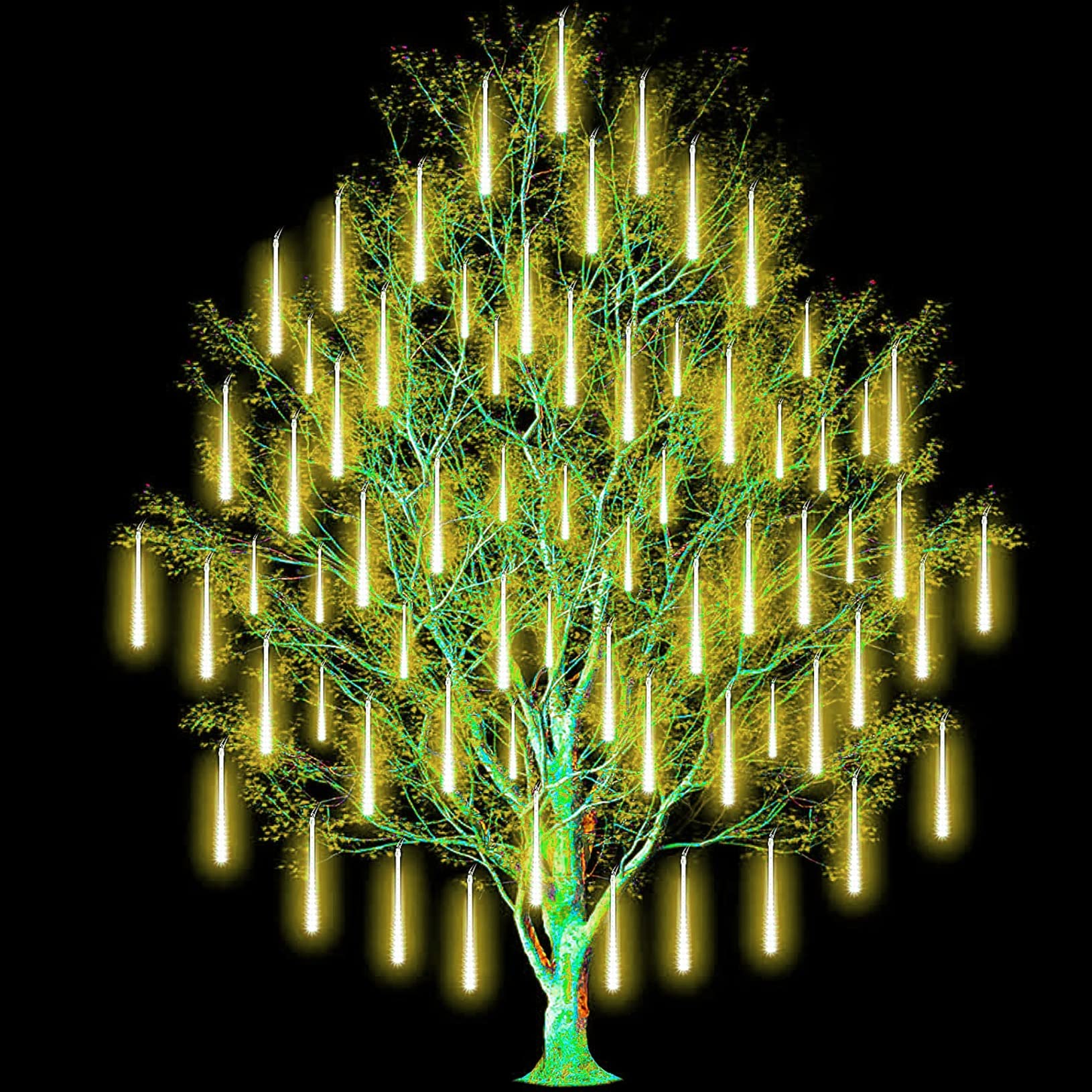 Luci Solari Meteoros A Pioggia Per Esterni - 8 Tubi 240 LED, IP65, Impermeabili, Per Natale E Feste - Foto 10