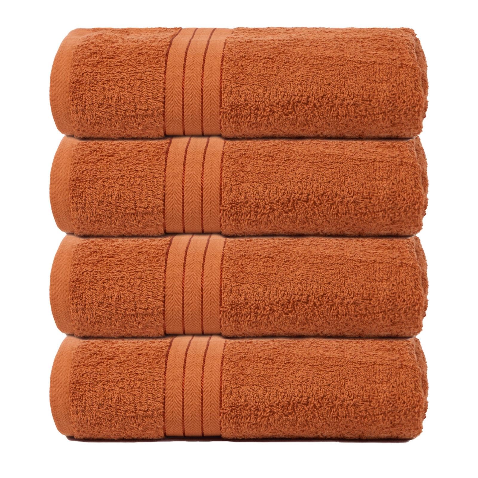 Brentfords Large Bath Towels Burnt Orange, 100% Cotton Super Soft Feel Large Bath Towels for Adults Highly Absorbent Bathroom Shower Towels Set, 4 Piece