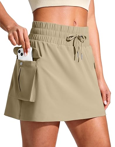 14" Cargo Skorts for Women with 4 Pockets Drawstring High