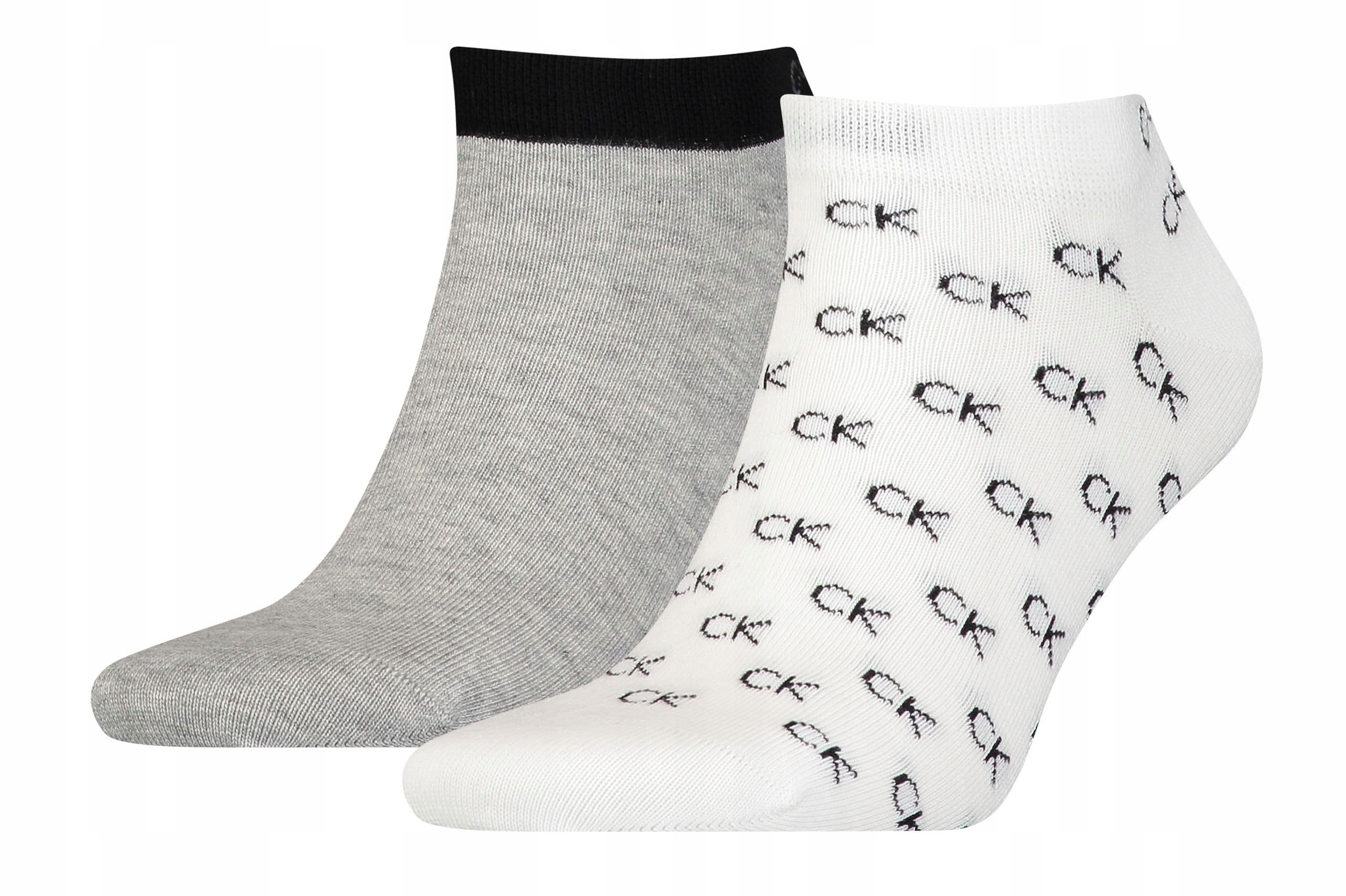 Calvin Klein Men's White All Over Ck Logo Liner Socks 2 Pack Sneaker, 43/46