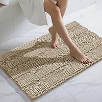 Vista 84 de Yimobra Tapetes de baño lavables, de chenilla súper suave y absorbente, para suelo y alfombra, de secado rápido, antideslizante, para bañera y Beige