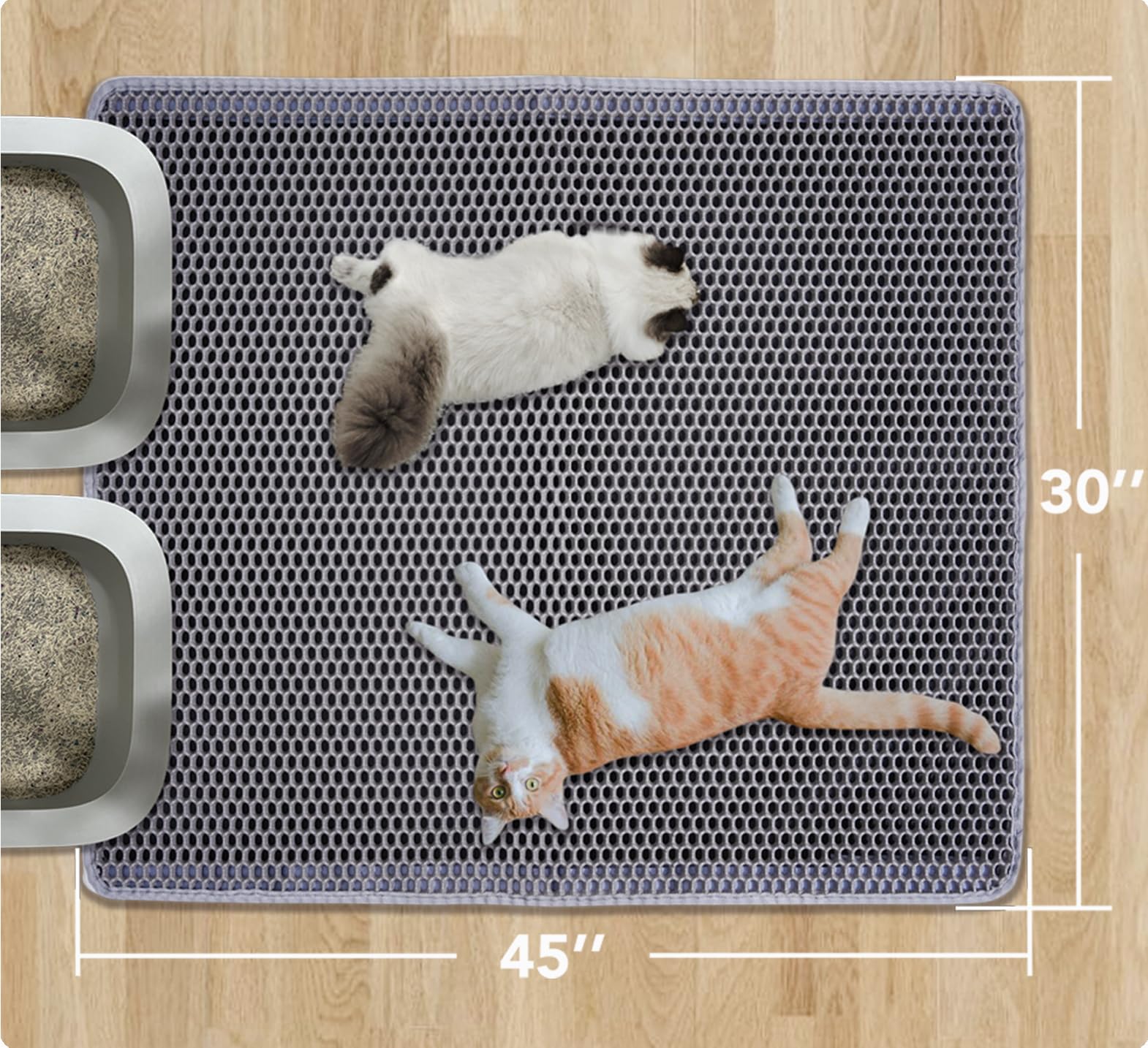 XL Cat Litter Mat, Large Kitty Litter Box Trapping Mat, 45x30'' Honeycomb Double Layer Urine & Waterproof, Washable Easy Clean, Litter Mats for Floor Less Waste, Anti-Slip - image 6
