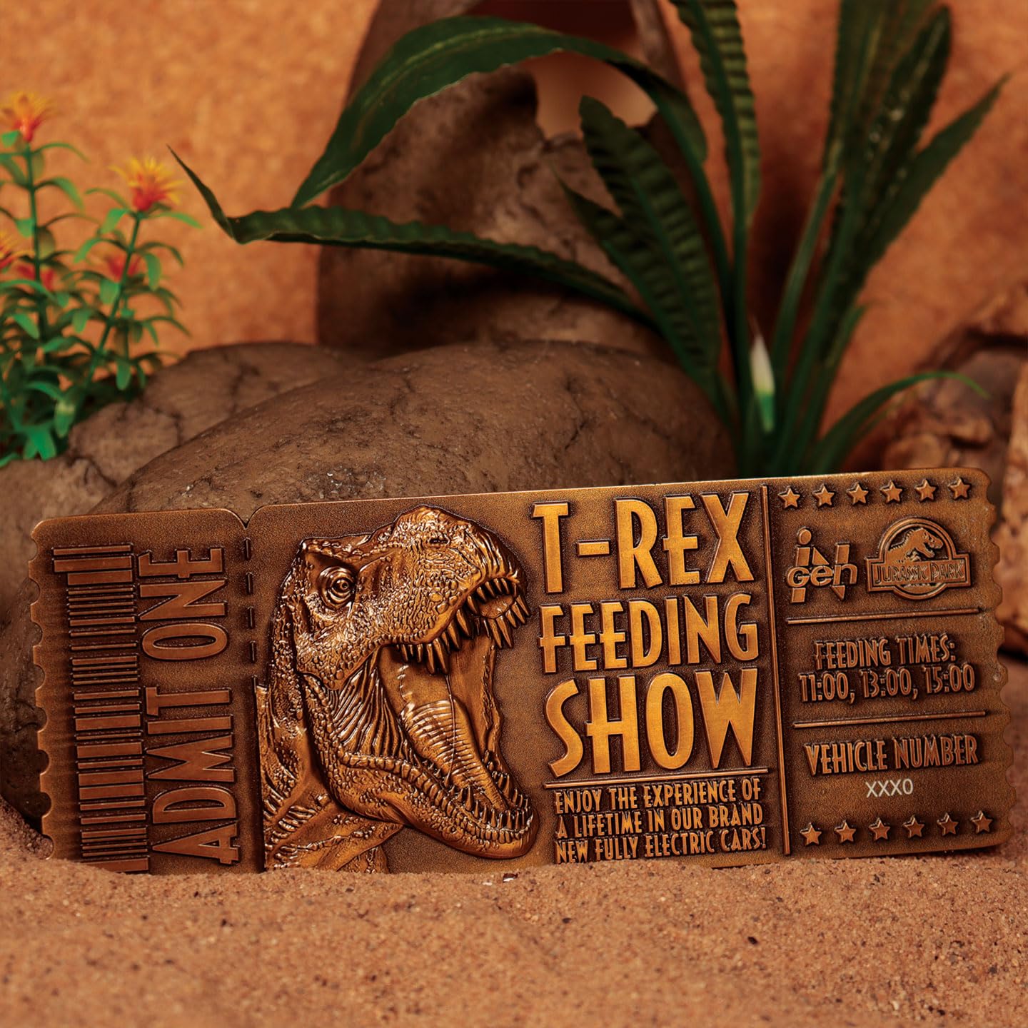 Fanattik Jurassic Park Feeding Show Ticket et Support en métal à Collectionner