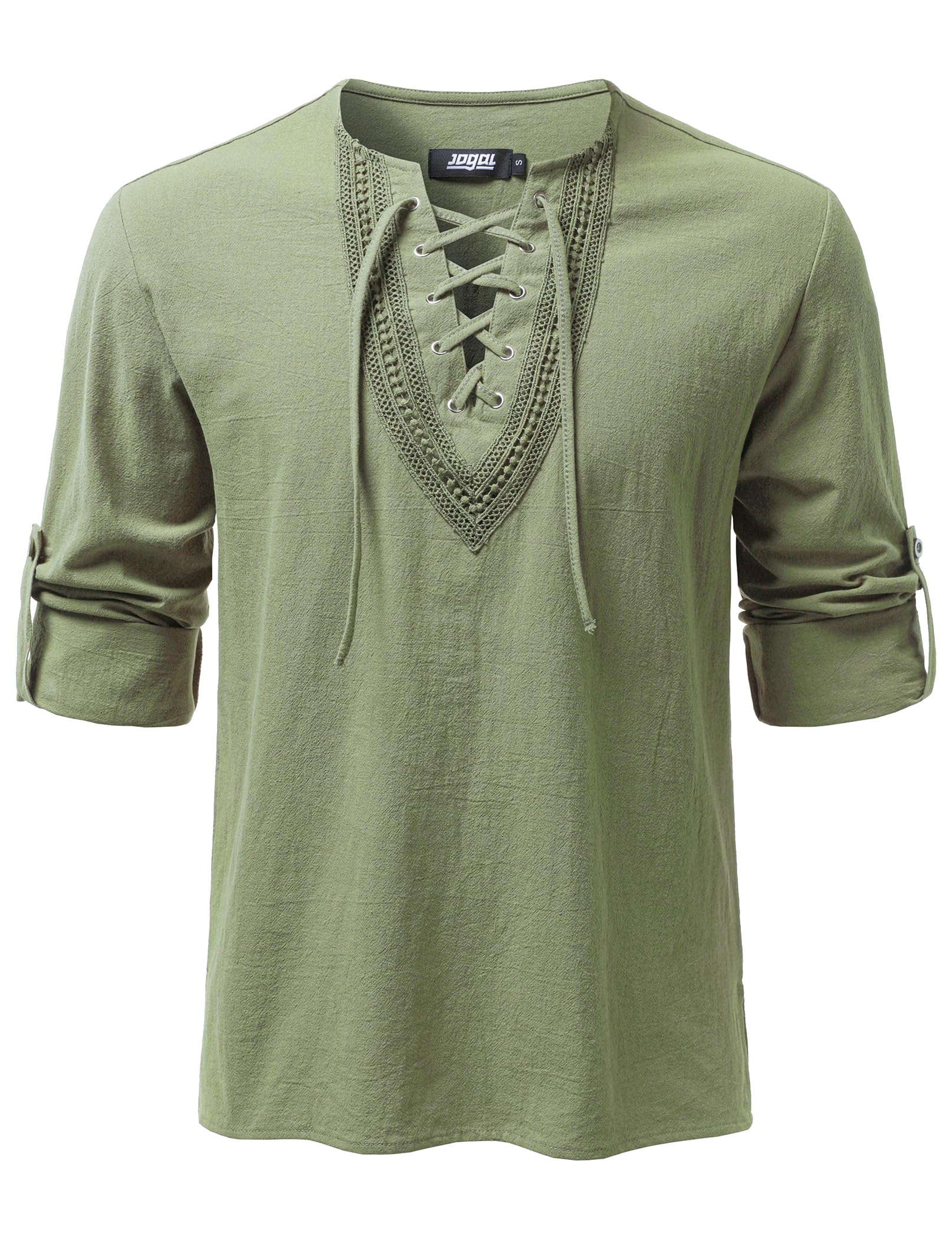 JOGAL Mens Renaissance Shirt Medieval Pirate Viking Halloween Costume