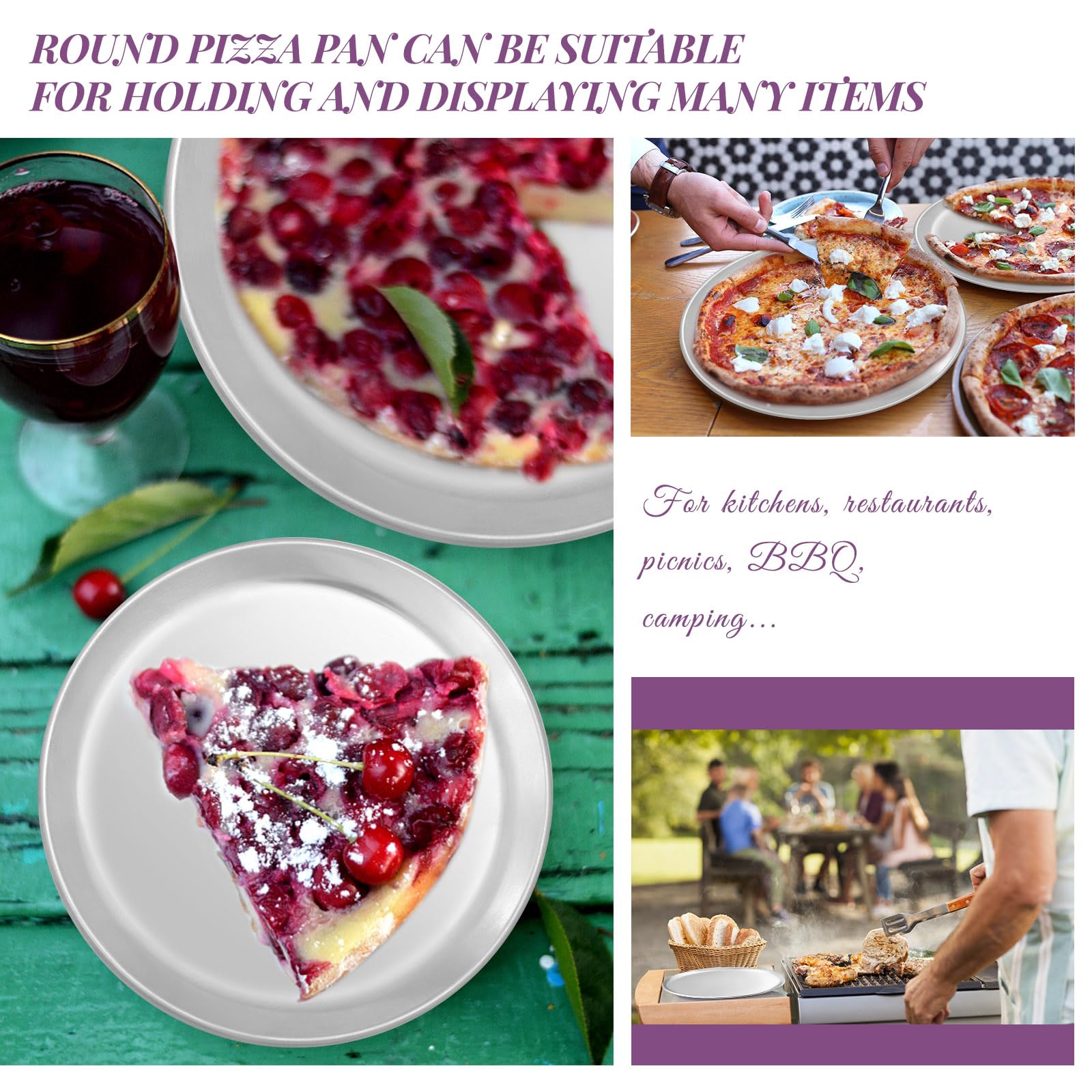 Paquete de 10 moldes para pizza de aluminio a granel, bandeja redonda para pizza para horno, bandeja de pizza de 12 pulgadas para pasteles, galletas, pizzas, pasteles, cocina, hornear,