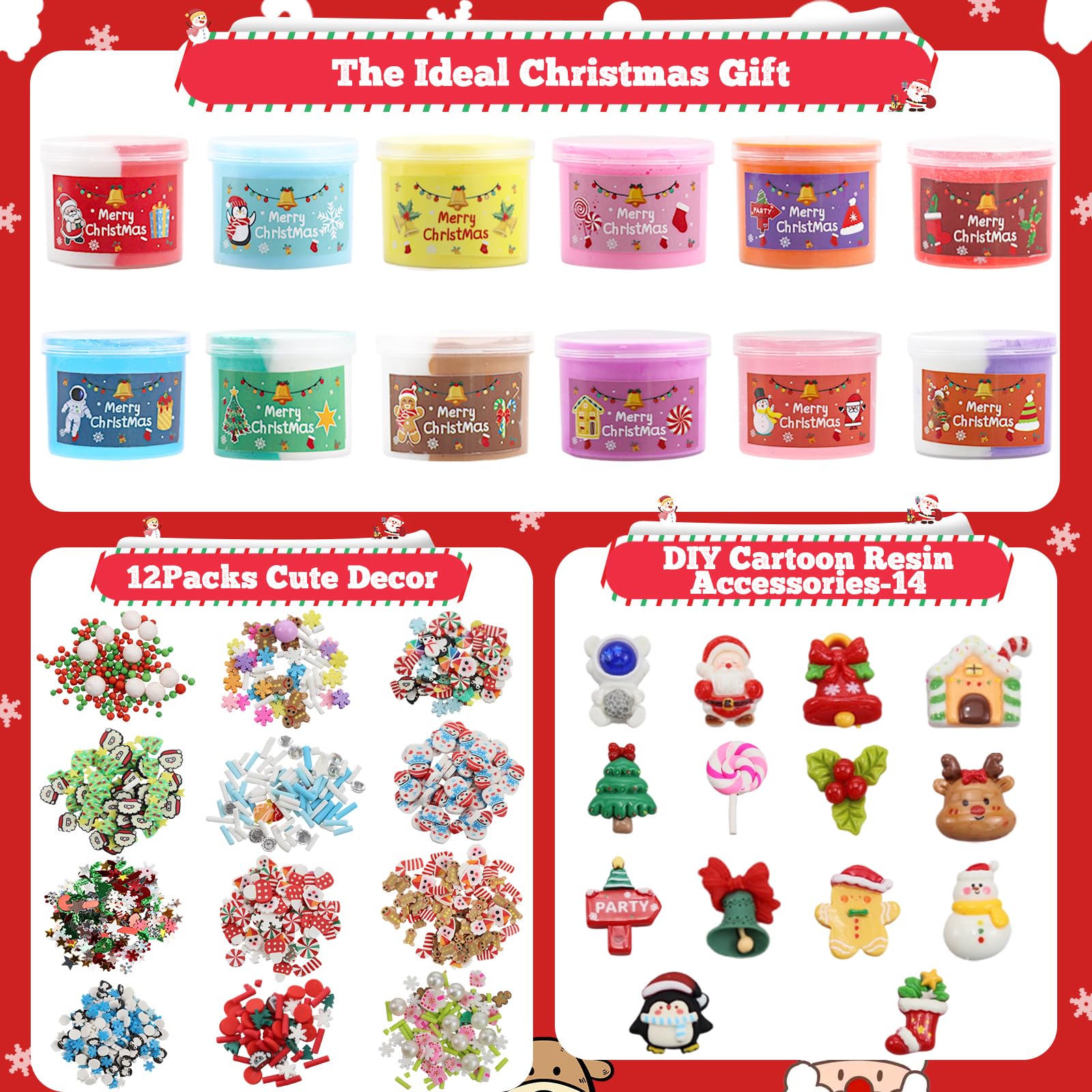 Kids Slime Toys Manaror Christmas Advent Calendar 2025 - 24 Days DIY Fluffy Slime Kit For Kids & Teens Calendrier De L'avent Slime