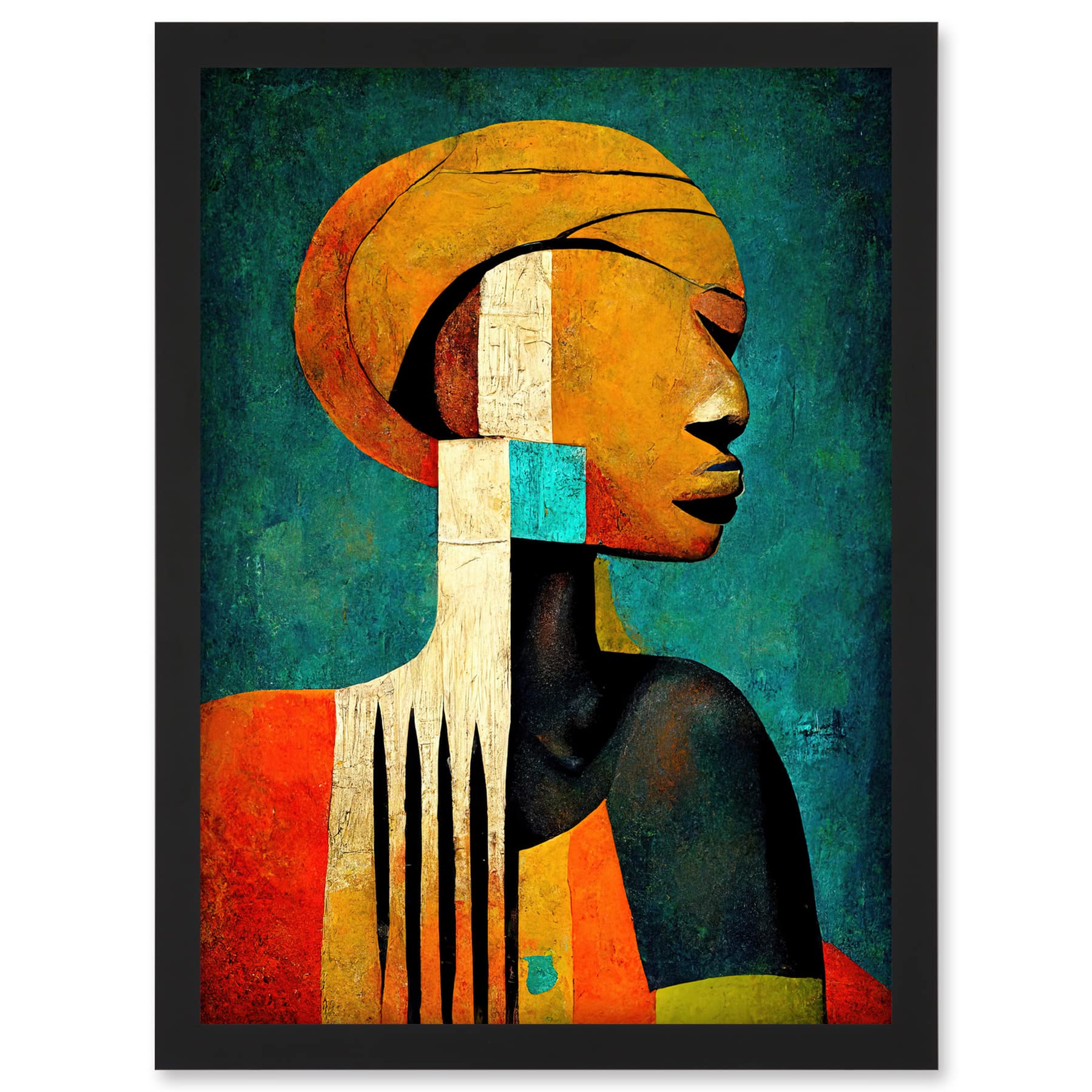 Doppelganger33 LTD Modern African Abstract Gold & Bold Artwork Framed A3 Wall Art Print