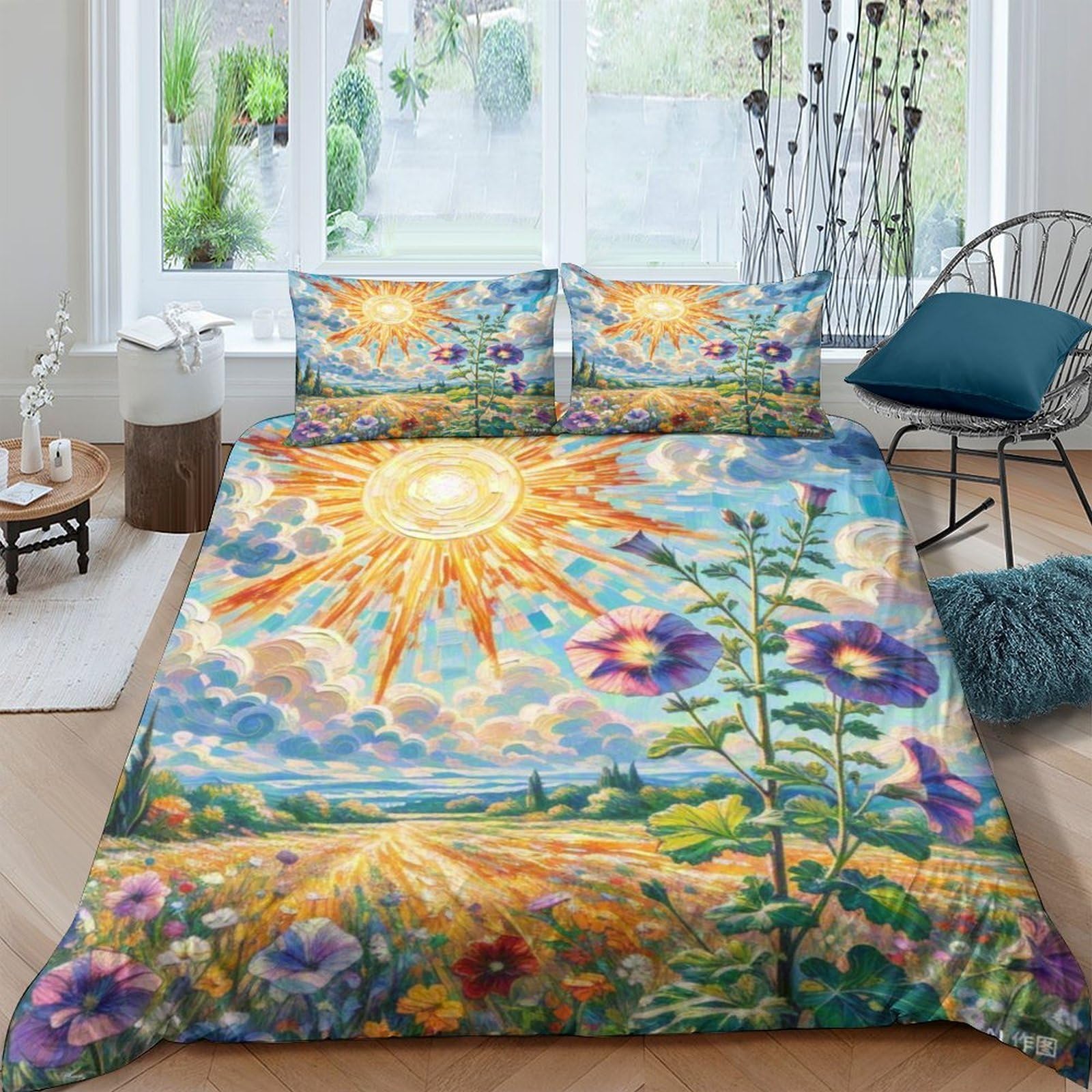 Housse de couette Petunia 3D en microfibre premium pour lit king 220x240cm