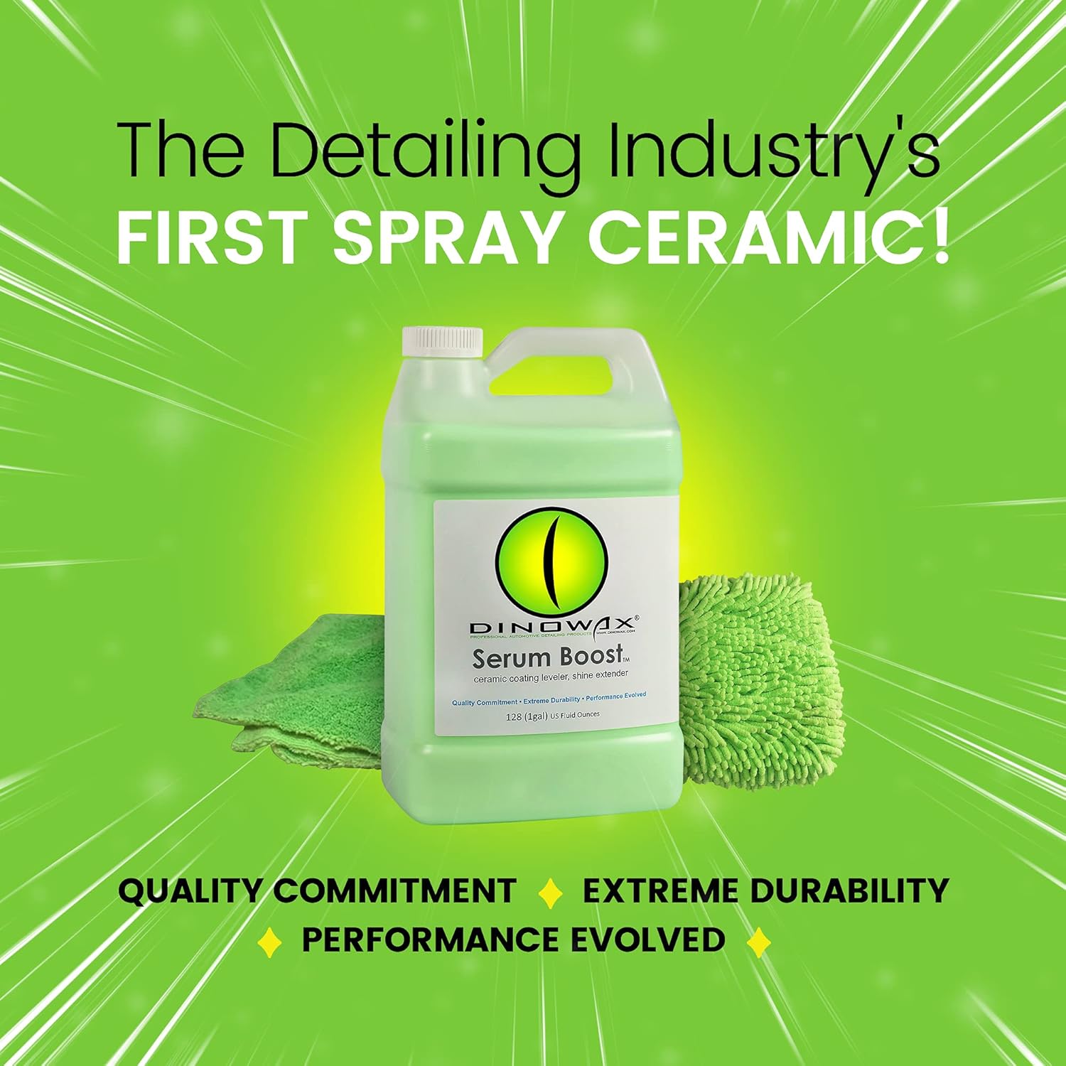 Dinowax Serum BoostTM, Ceramic Coating Leveler and Polisher for Car Detailing, Car Detailing Supplies, Bamboo Lime Scent, Protect Collection (128 Oz (1 Gal))