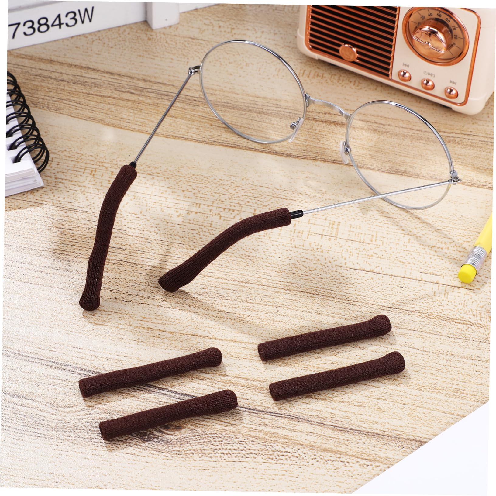 OSOLADY 3 Pairs Glasses Holder Eyeglasses Eyeglass Ear Pads Ear Pad Accessories for Glasses Eyeglass Arm Covers Glasses Anti Slip Ear Hooks for Glasses Eyeglass Ear Grips Spandex Coffee