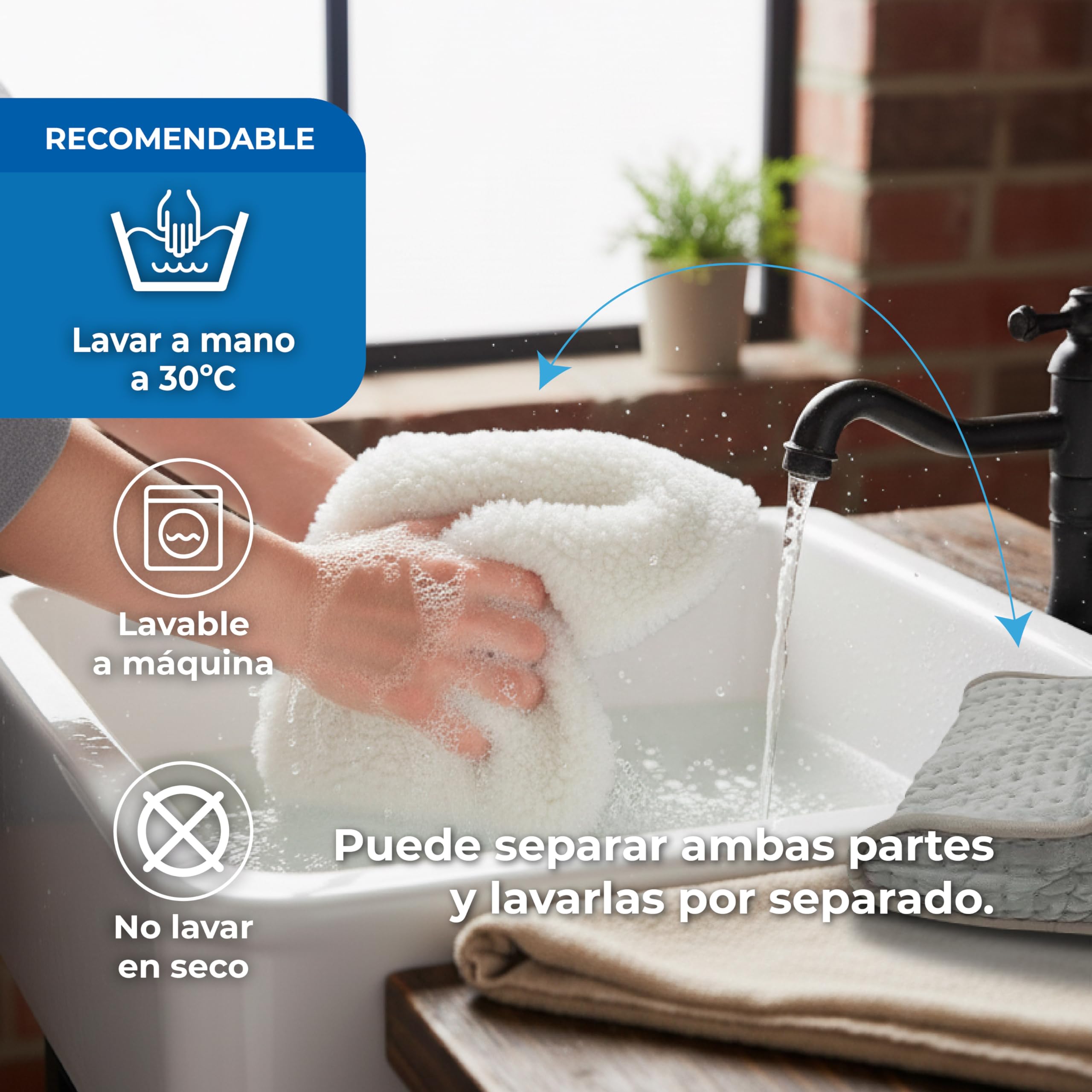 LED ATOMANT Calientapies Electrico 100W, Calentador de Pies 30x30x26cm, 9 Niveles de Temperatura, Proteccion contra Sobrecalentamiento, Tejido Ultrasuave de Poliester, Lavable a Maquina