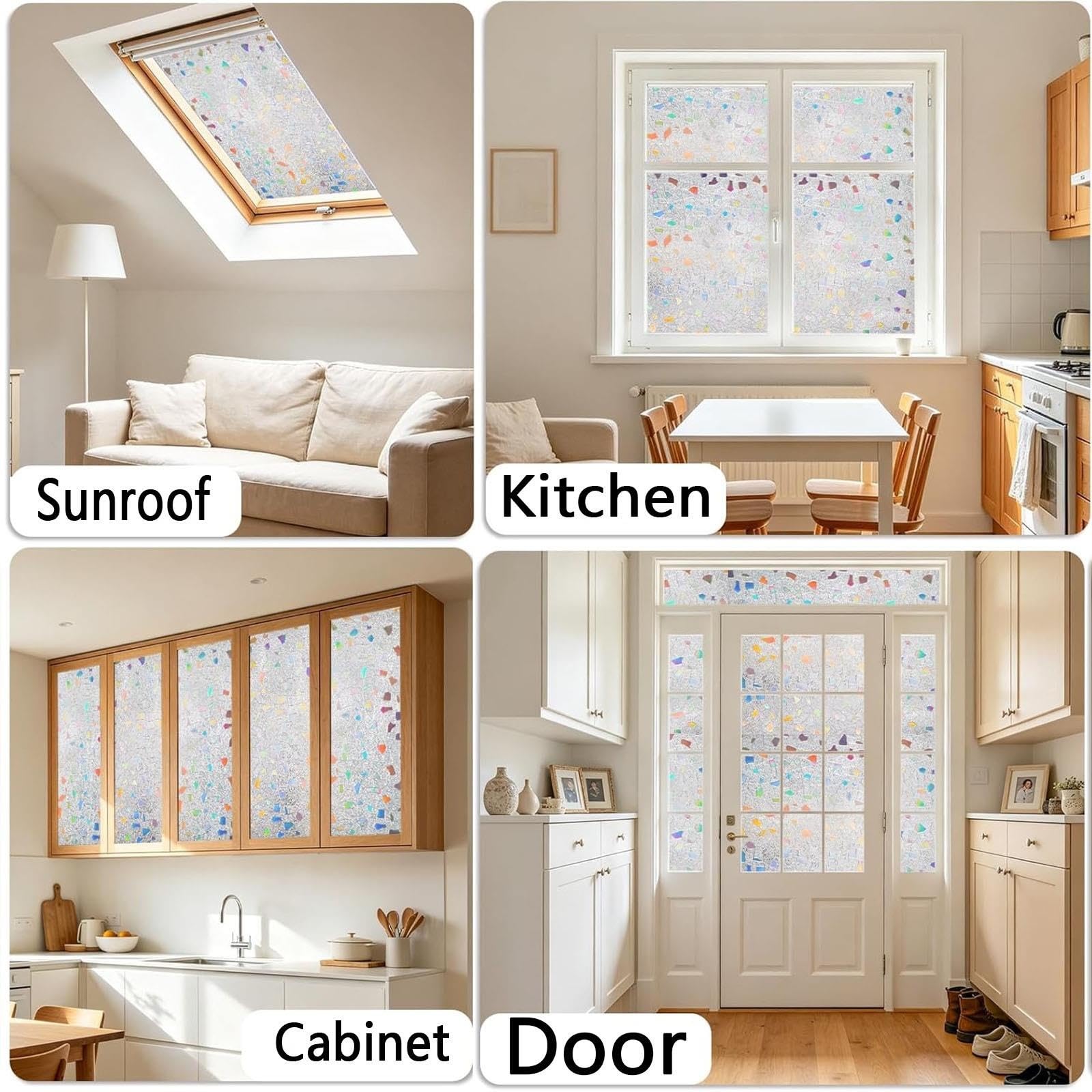 Pellicola Vetri Finestre Privacy Autoadesive Anti-UV Opaca Pellicole Privacy Finestra Senza Colla Riutilizzabile Per Ufficio Bagno Camera Da Letto Sala Di Riunione(A,90x300cm)