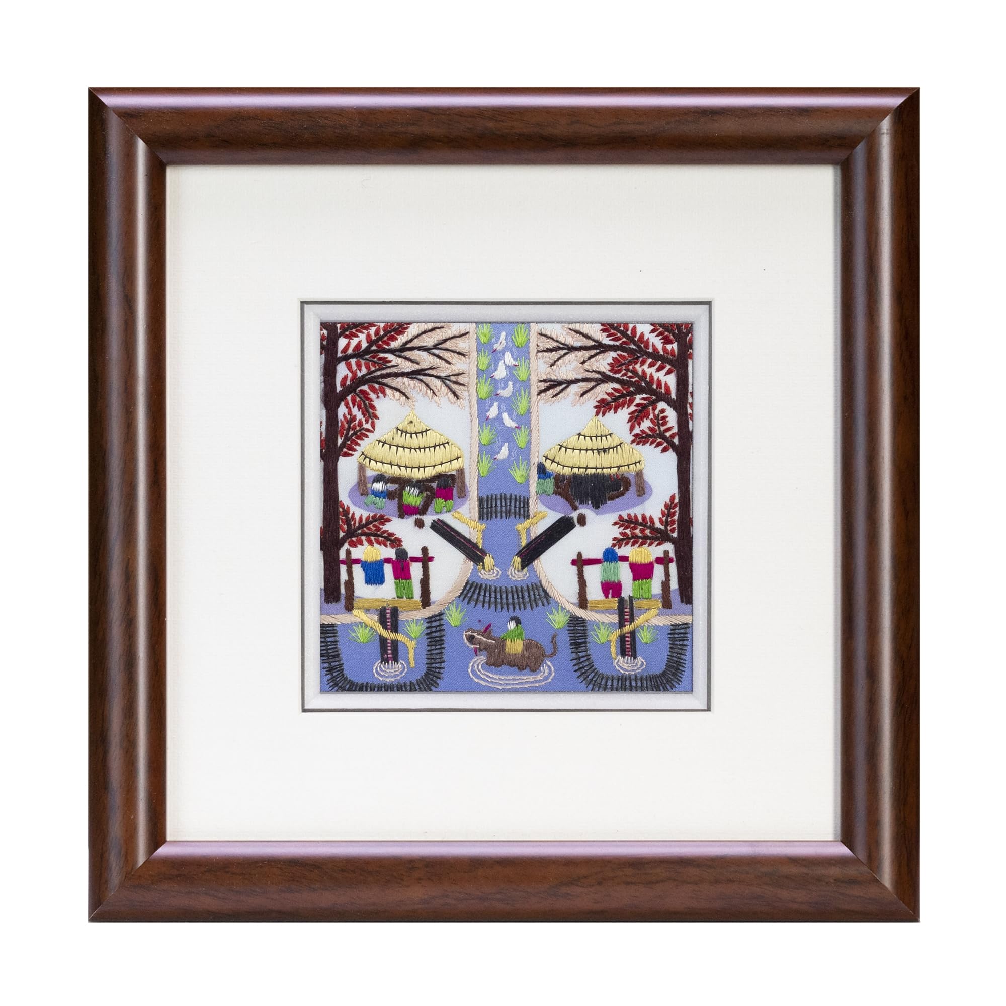 Ebherys Hunan Embroidery Art,Boatyard, Framed Hand Embroidery Artwork, Chinese Traditional Cutlture,Intangible Cultural Heritage Handmade Wall Art… (Mongolian Yurt)