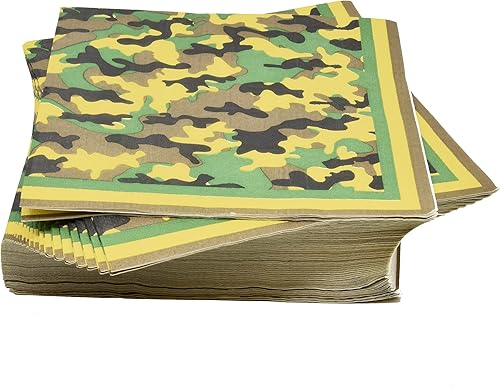 Miniatura 4 de Gift Boutique Juego de 122 piezas de suministros de camuflaje para fiesta, platos de papel, servilleta para caza, militar, guerra, cumpleaños,