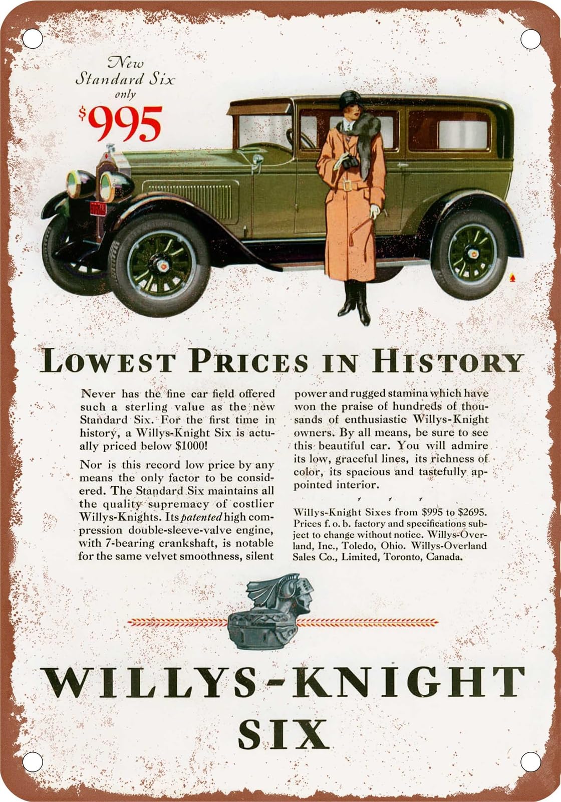 METAL SIGN - 1928 Willys Vintage Ad 02 - Old Retro Rusty Look home decor