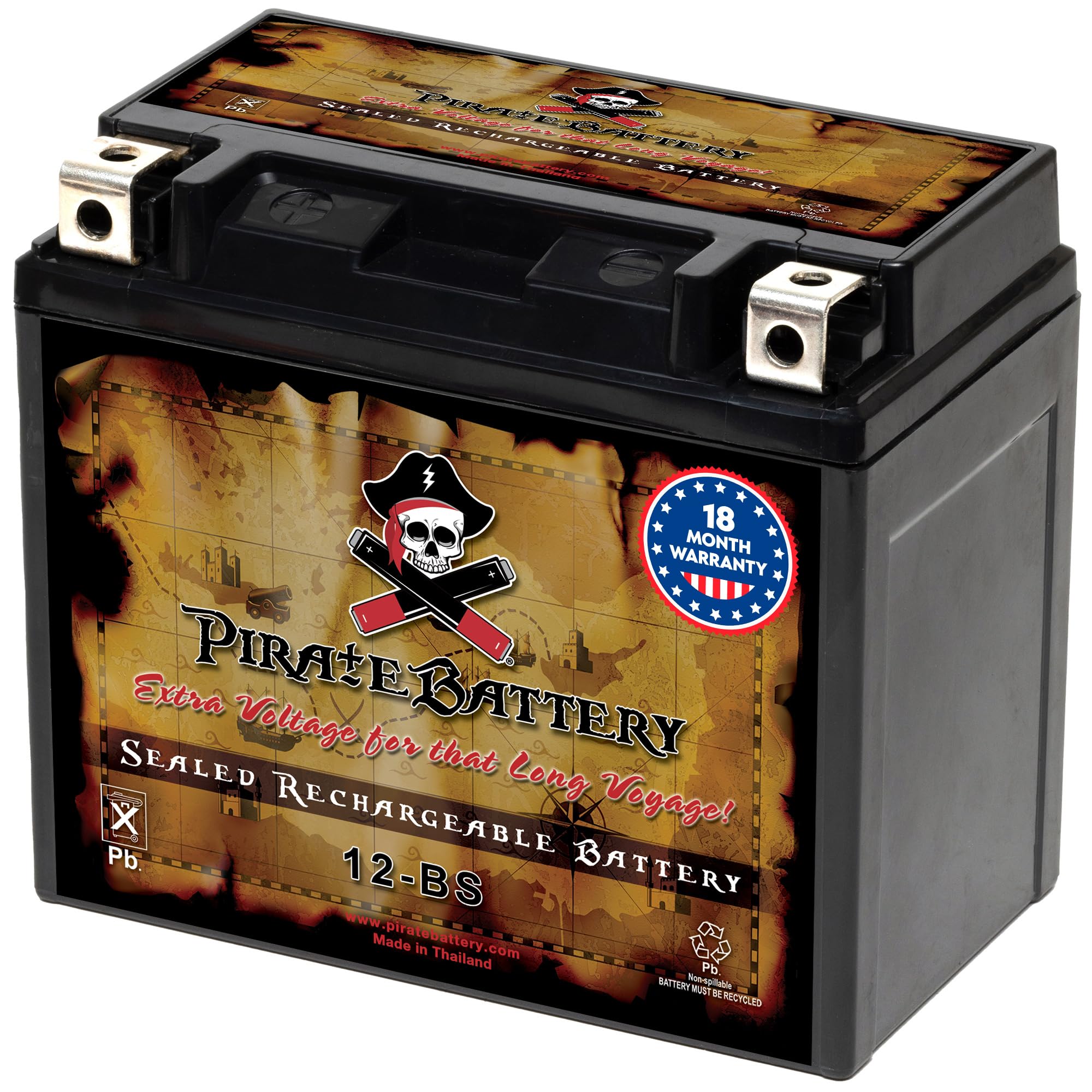 Amazon.com: Pirate Battery YTX12-BS Maintenance Free Replacement