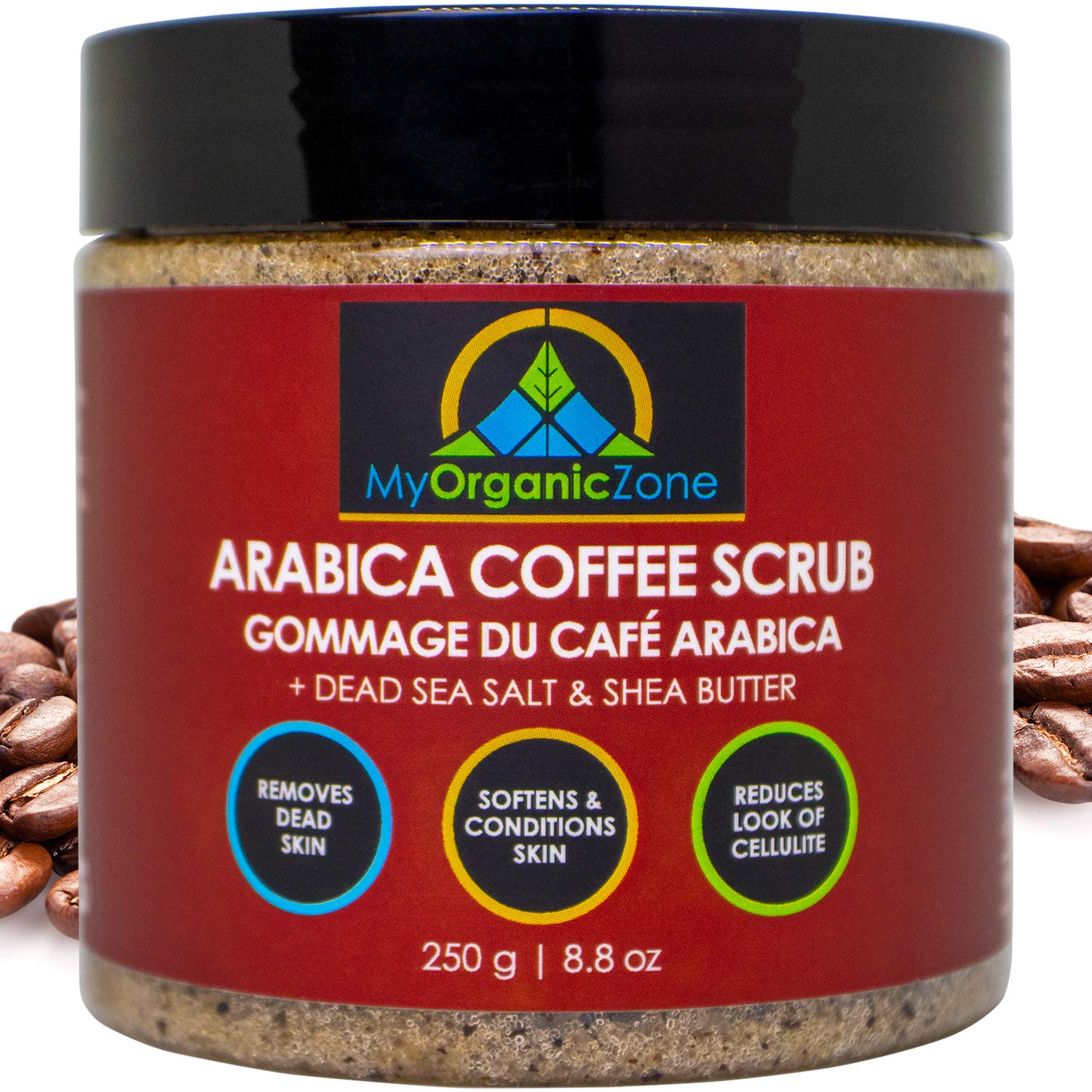 My Organic ZoneNatural & Organic Arabica Coffee Body Scrub Skin & Face Exfoliating Cream for Cellulite Treatment (250g/8.8oz)