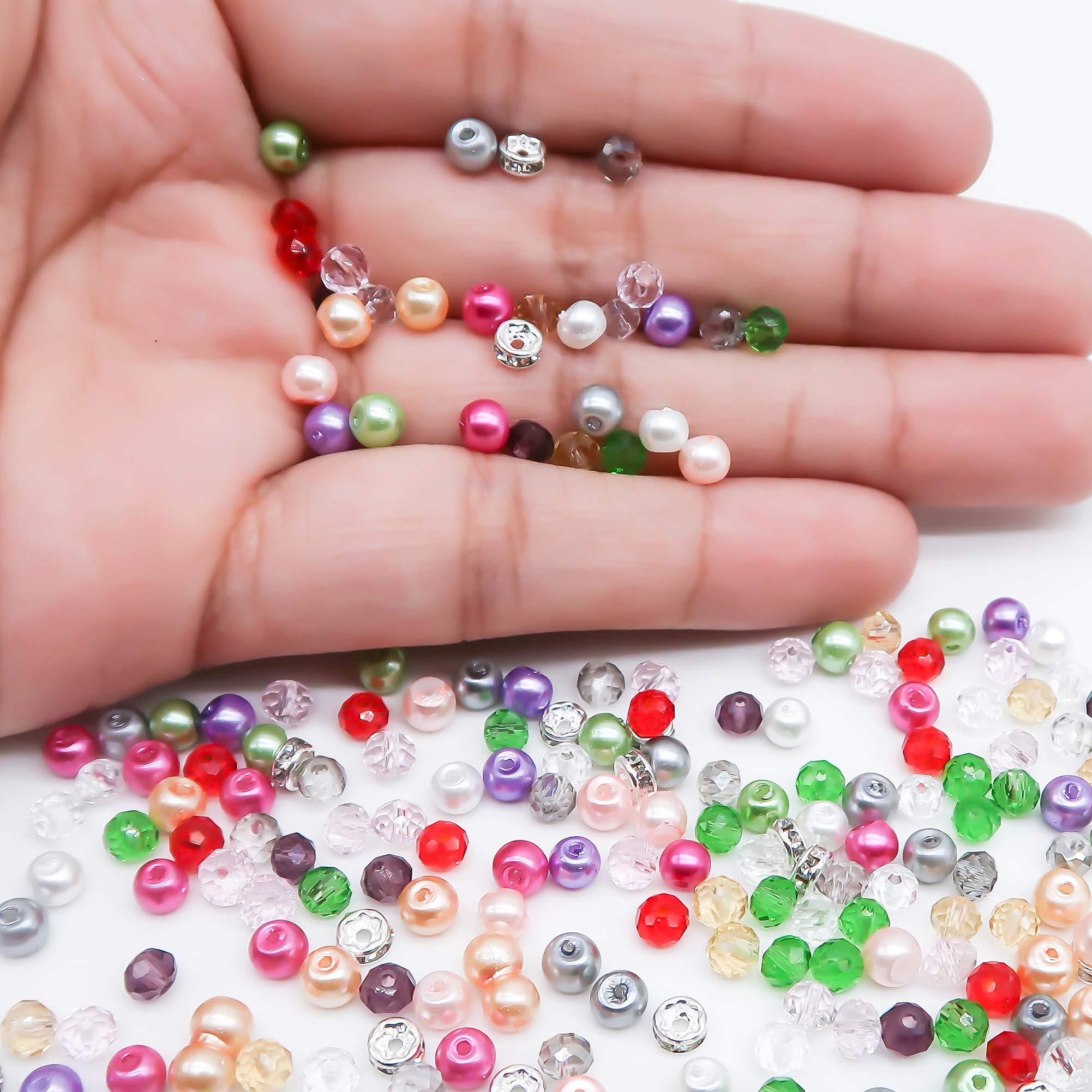 TOAOB 2950 Pièces 4mm Perles De Verre Ronde Mixte Couleur