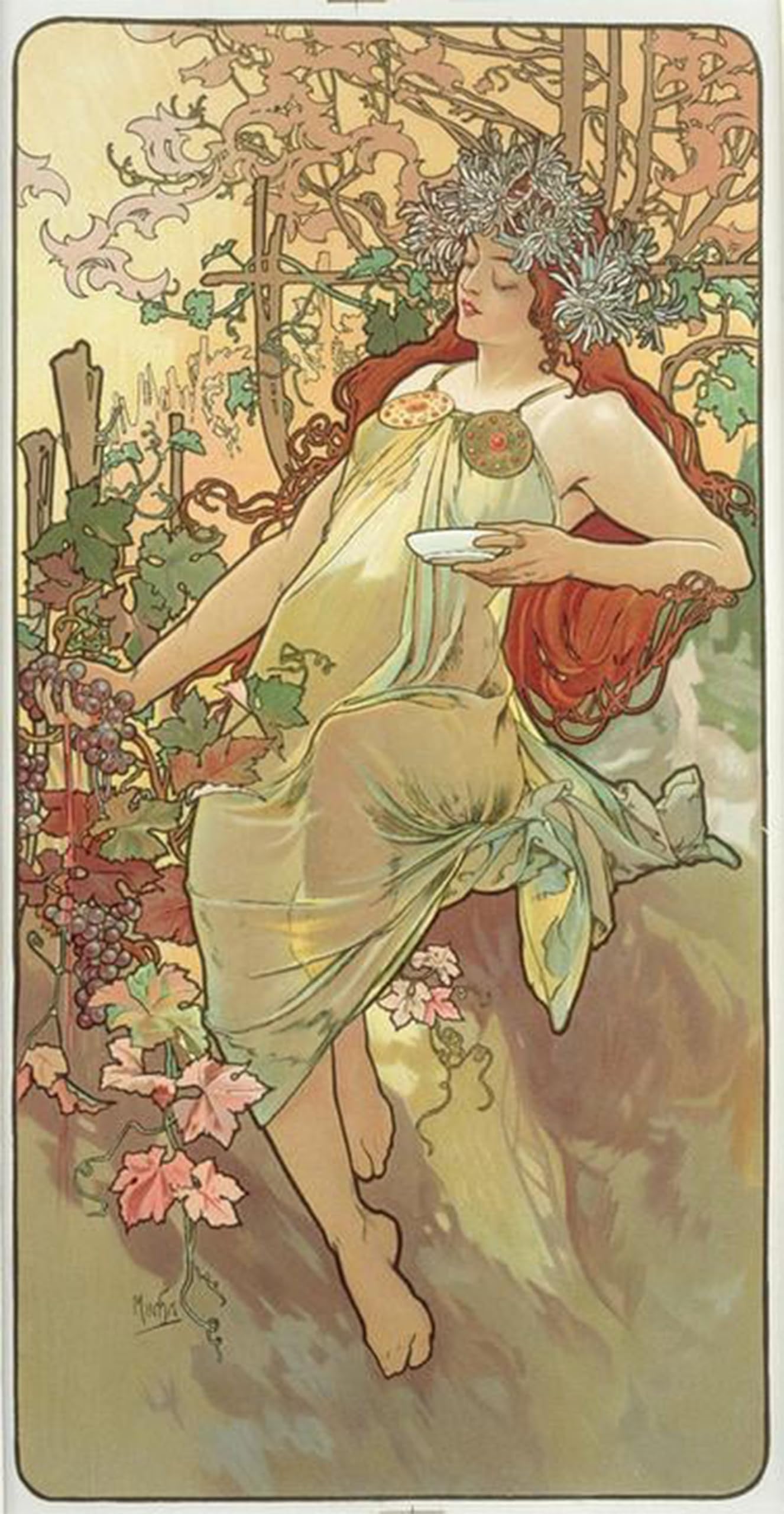 POSTERIIk Vintage Classic Picture Landscape Artwork Lefèvre-utile by Alphonse Mucha Portrait Canvas Painting for Office Home Decor 60x90cm