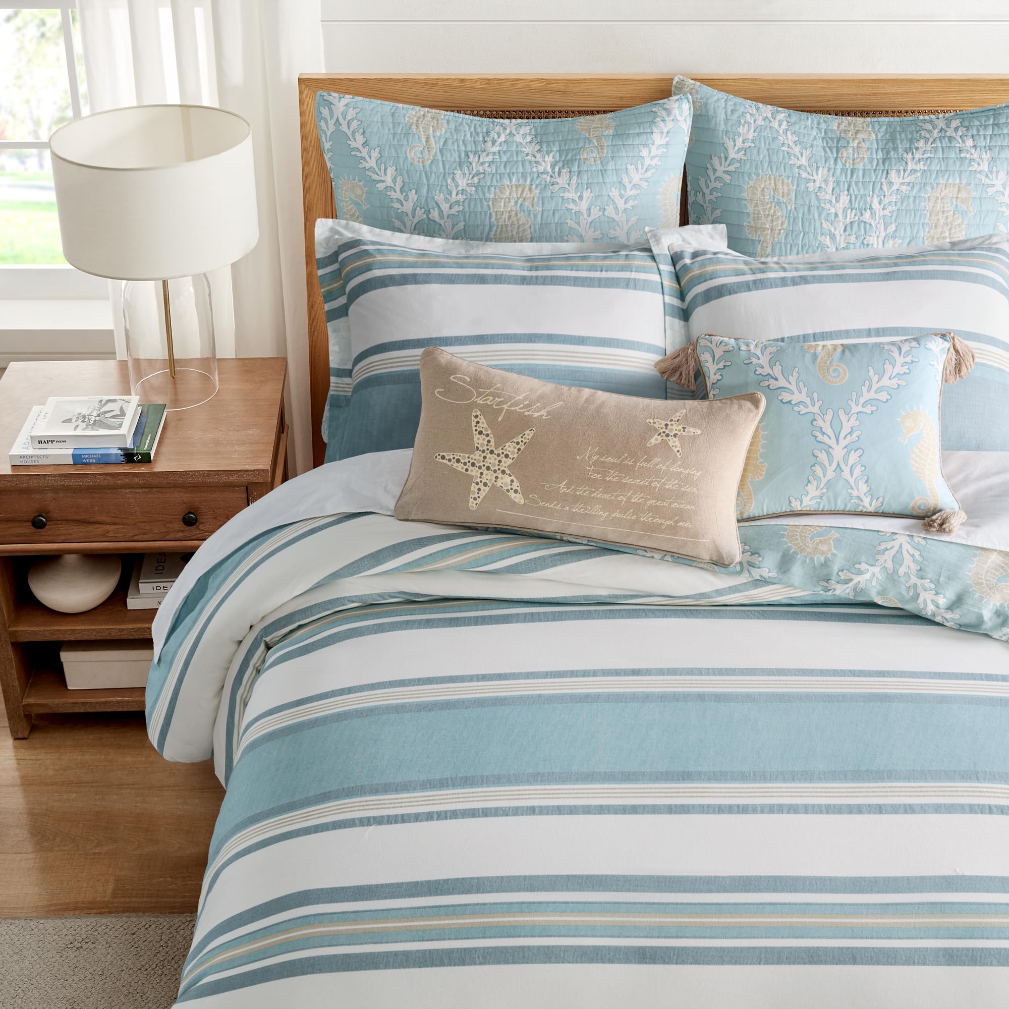 【新品】LAPUAN K Linenket (95x180cm) ホワイトブルー Amazon.com: Levtex Home - Kailua Duvet Set - Twin Duvet Cover