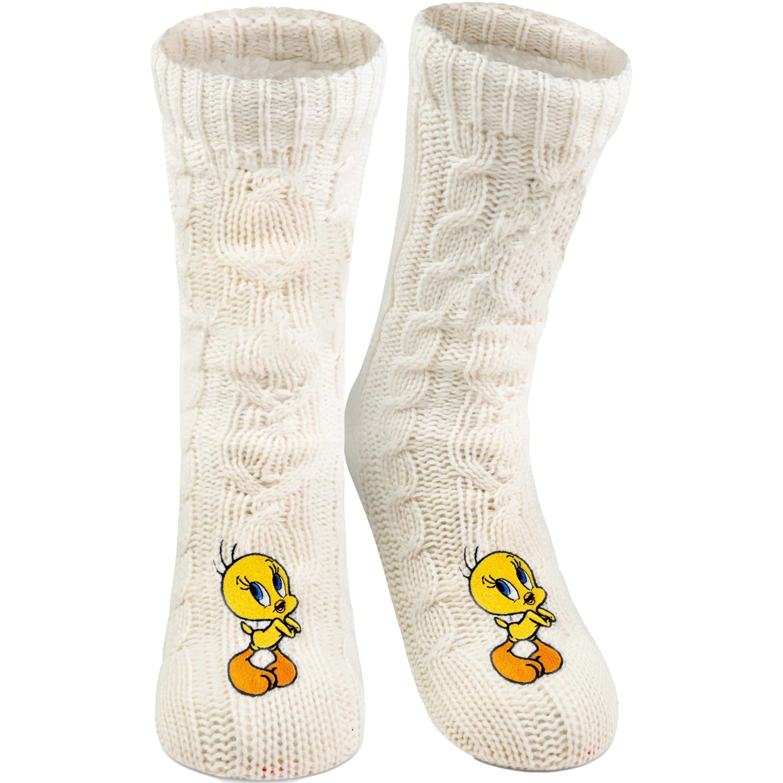 United Labels Women's White Looney Tunes Tweety Hut Socks - Knitted House Socks For Cuddly Socks Fluffy Winter Socks Warm Socks 39-42