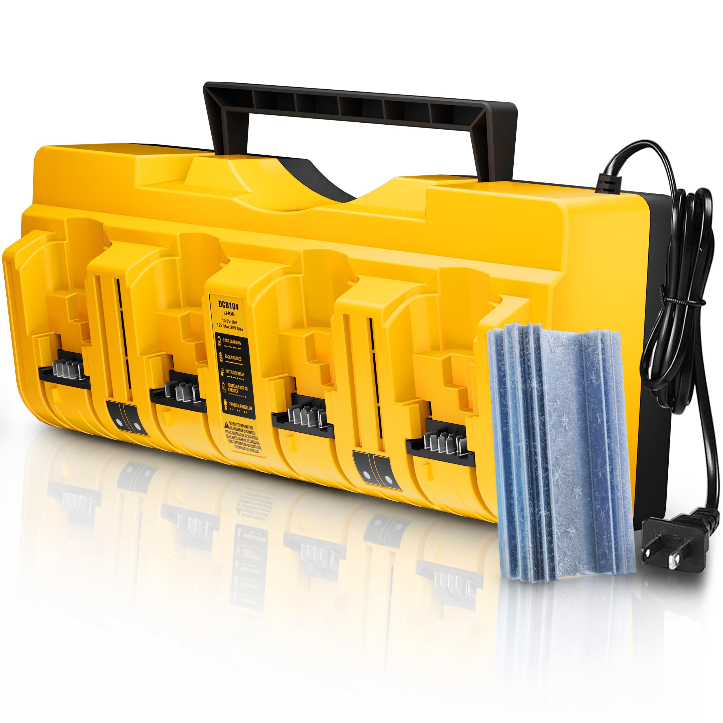 DCB104 stazione di ricarica per batterie multiple, caricabatterie rapido a 4 porte, compatibile con batterie DeWalt 12 V/20 V MAX, 60 V MAX Flex agli ioni di litio (DCB120, DCB203, DCB205, DCB206