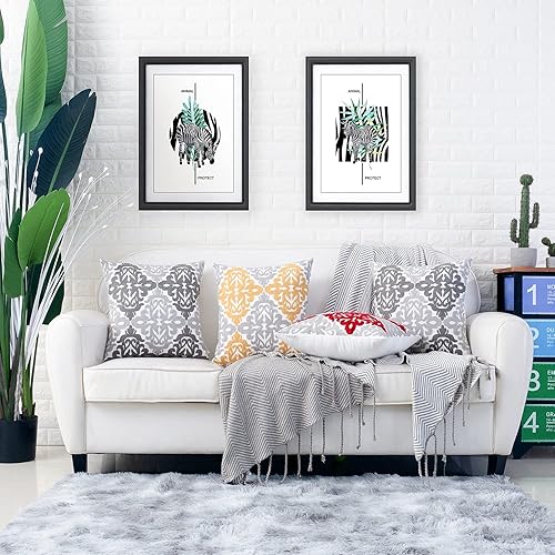 Miniatura 5 de HWY 50 - Fundas de almohada decorativas para sofá de 18 x 18, fundas de cojín floral geométrico