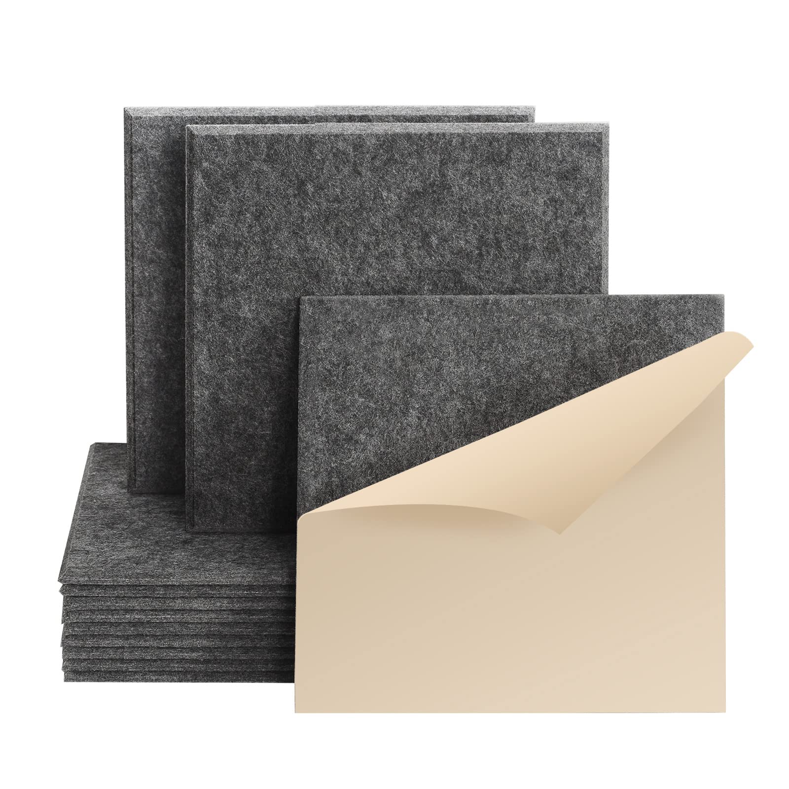 12 Pièces Auto-Adhésif Mousses Acoustiques, 30 x 30 x 1 cm, Absorbeurs Acoustiques, Panneaux Acoustiques, Pour Studio d'enregistrement, Bureau, Studio,Décoration Murale(Gris foncé)