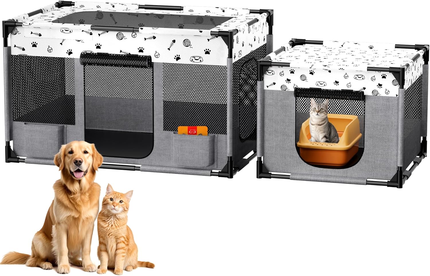 Portable Cat Playpen, Pet Dog Playpen, Kitten Puppy Play Pen for Indoor/Outdoor, Collapsible Cats Cages Enclosed Tent with Carrying Case, PVC Pipe Frame, 600D Oxford, 39″ x 24″ x 22″ Portable Cat Playpen, Pet Dog Playpen, Kitten Puppy Play Pen for Indoor/Outdoor, Collapsible Cats Cages Enclosed Tent with Carrying Case, PVC Pipe Frame, 600D Oxford, 39″ x 24″ x 22″