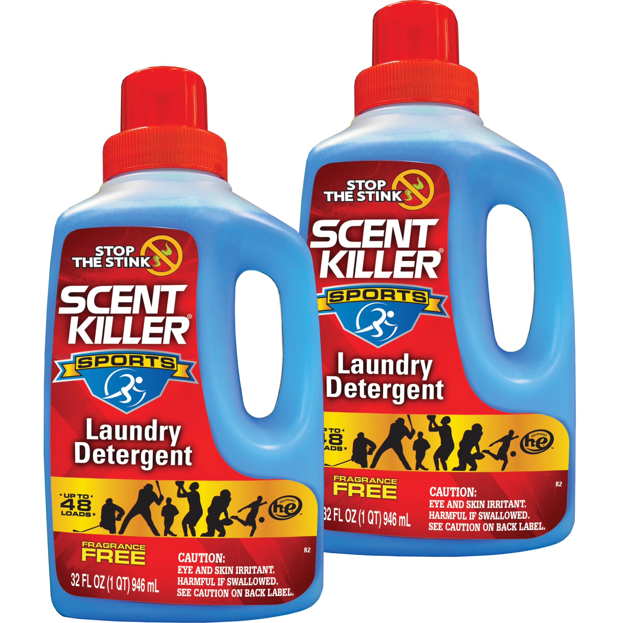 Scent Killer Sports Laundry Detergent 2 Pack (64 FL OZ total) - Active Wear Laundry Detergent and Odor Eliminator - Deep Cleaning Sports Detergent for Activewear - Safe for HE and Standard Machines